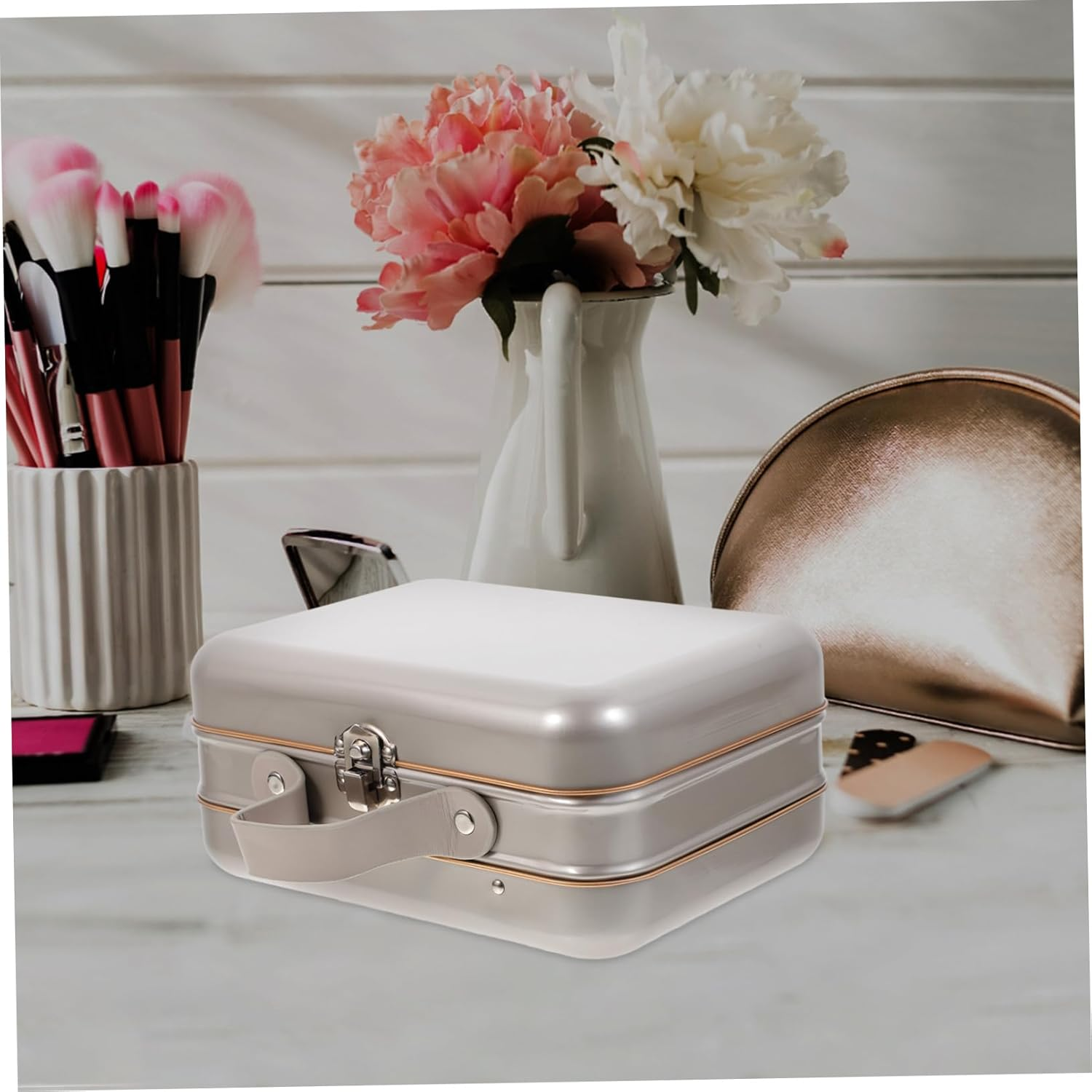Tinplate Portable Case Craft Storage Box Handle Decorative Key Box for Desktop Organizer