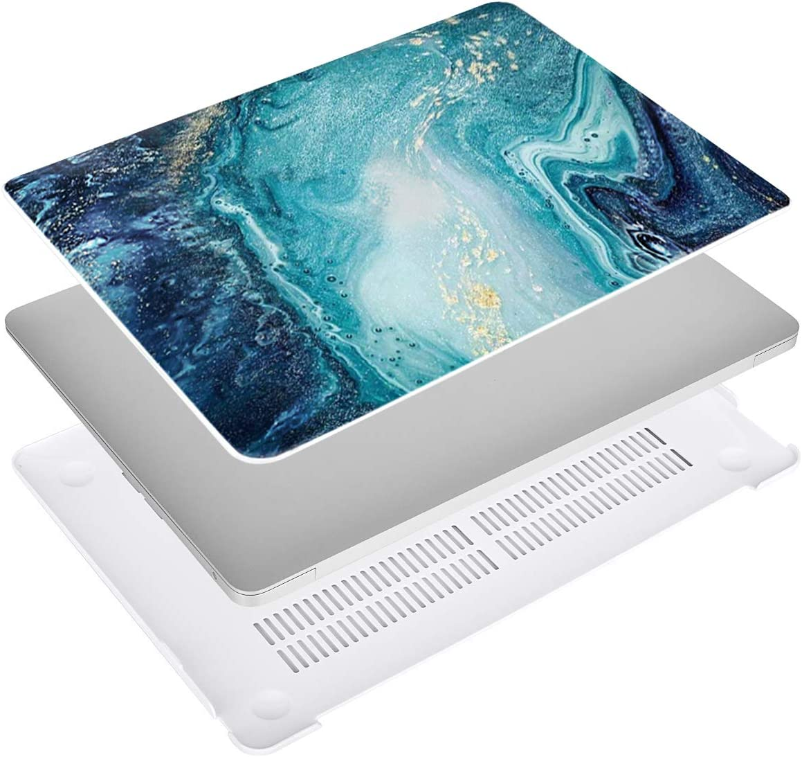 MOSISO Compatible with Macbook Air 13 Inch Case 2022 2021 2020 2019 2018 Release A2337 M1 A2179 A1932 Retina Display, Plastic Pattern Hard Case&Keyboard Cover&Screen Protector, Creative Wave Marble image number 6