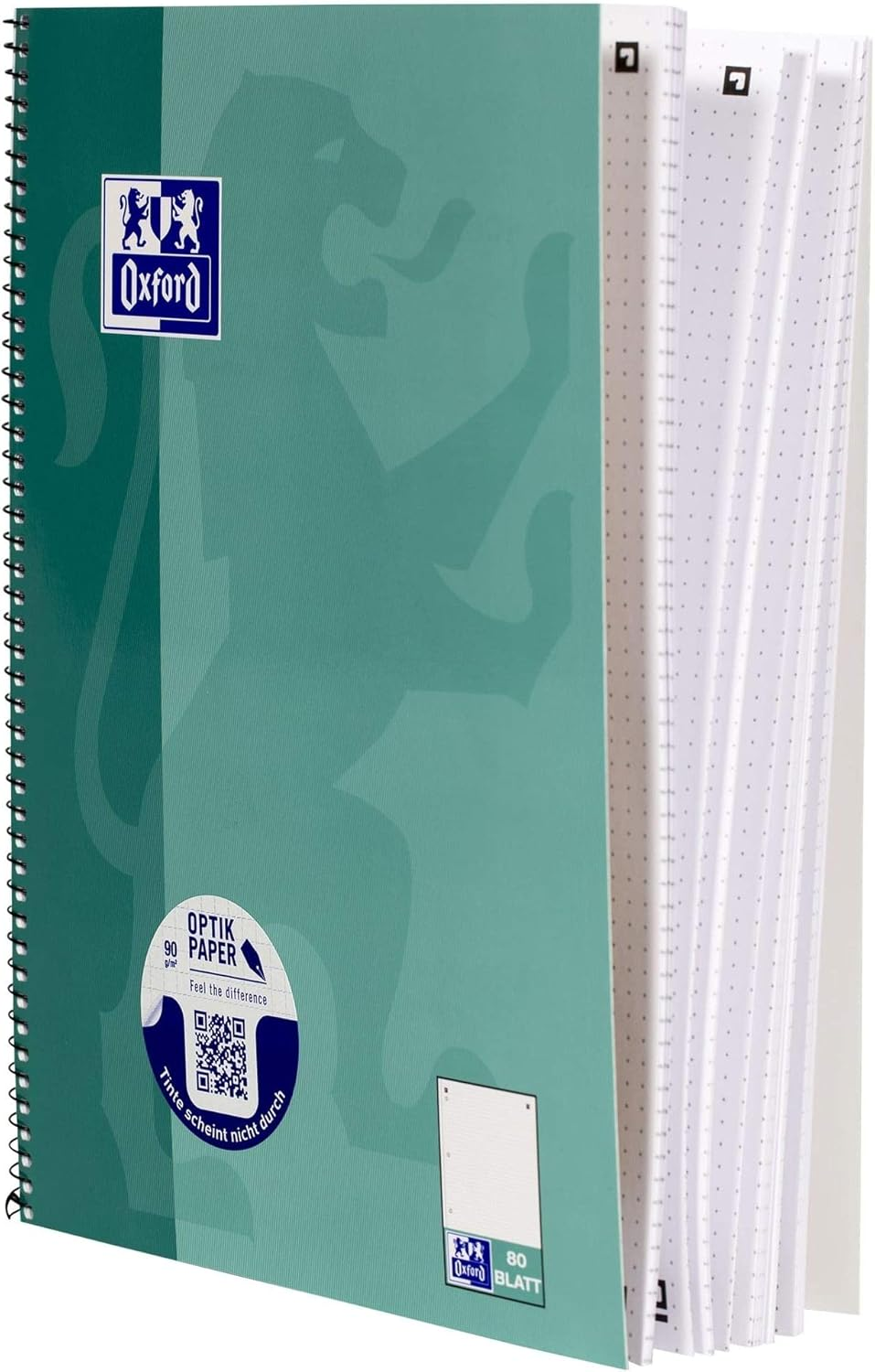 Oxford College Notepad A4 Dotted 80 Sheets Green Blue Pack of 5 image number 2