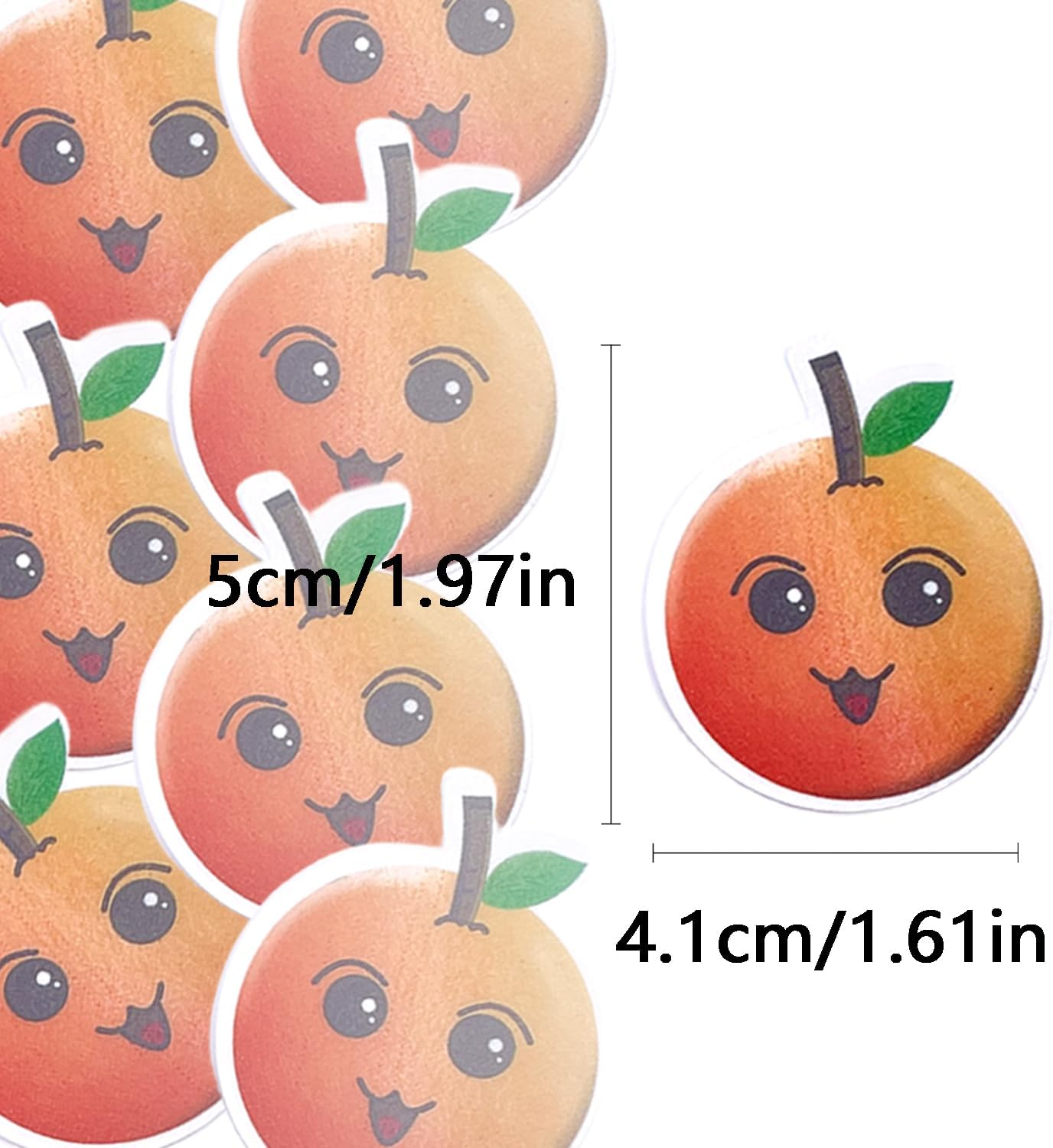 50Pcs Cartoon Fruit Smiley Cupcake Decoration, Edible Wafer Paper Creative Apple Banana Cherry Baby Full Moon Birthday Festival Series Theme Party Dress up Plug-In (Orange 50Pcs) image number 1
