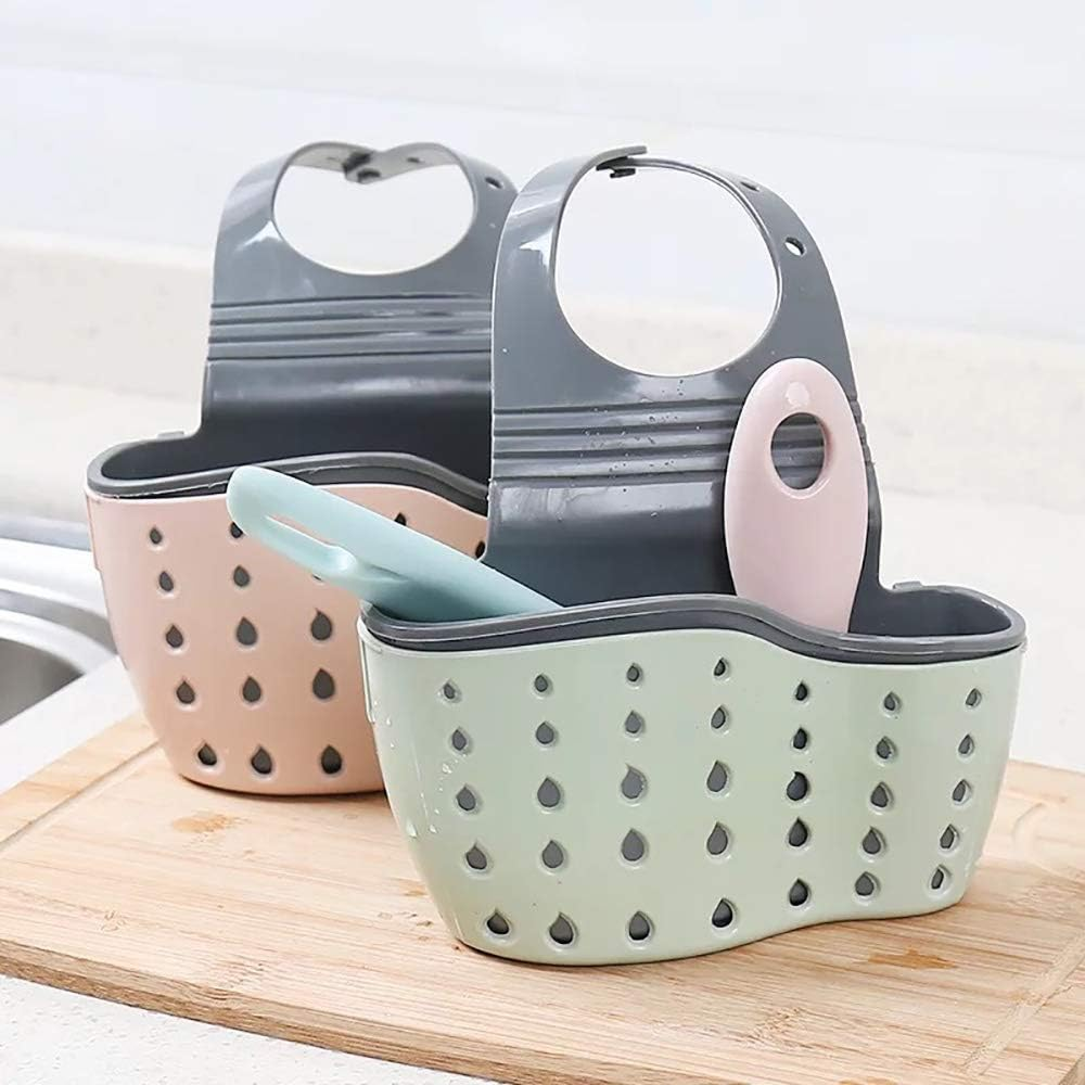 Sink Sponge Holder, Kitchen Adjustable Organizer Sink Caddy Drain Basket Gadget Hanging Strainer Organizer, Pink - 1, Green,Pink image number 5