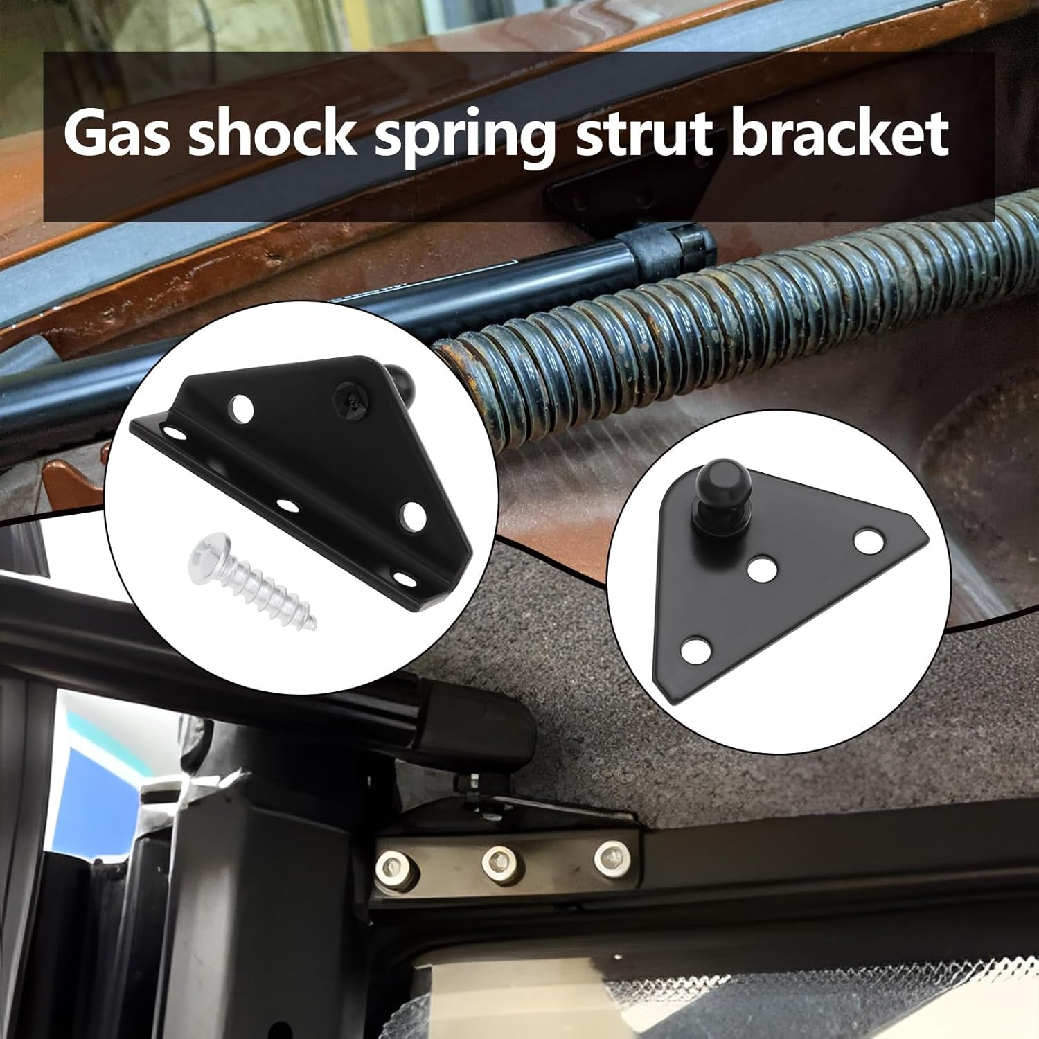 Emsea 10Mm Ball Studs Mounting Brackets Adapter Kit 2Pcs L-Type 2Pcs Flat-Type with 16Pcs Screws for Gas Struts Gas Shock Spring Strut Prop Lift Support