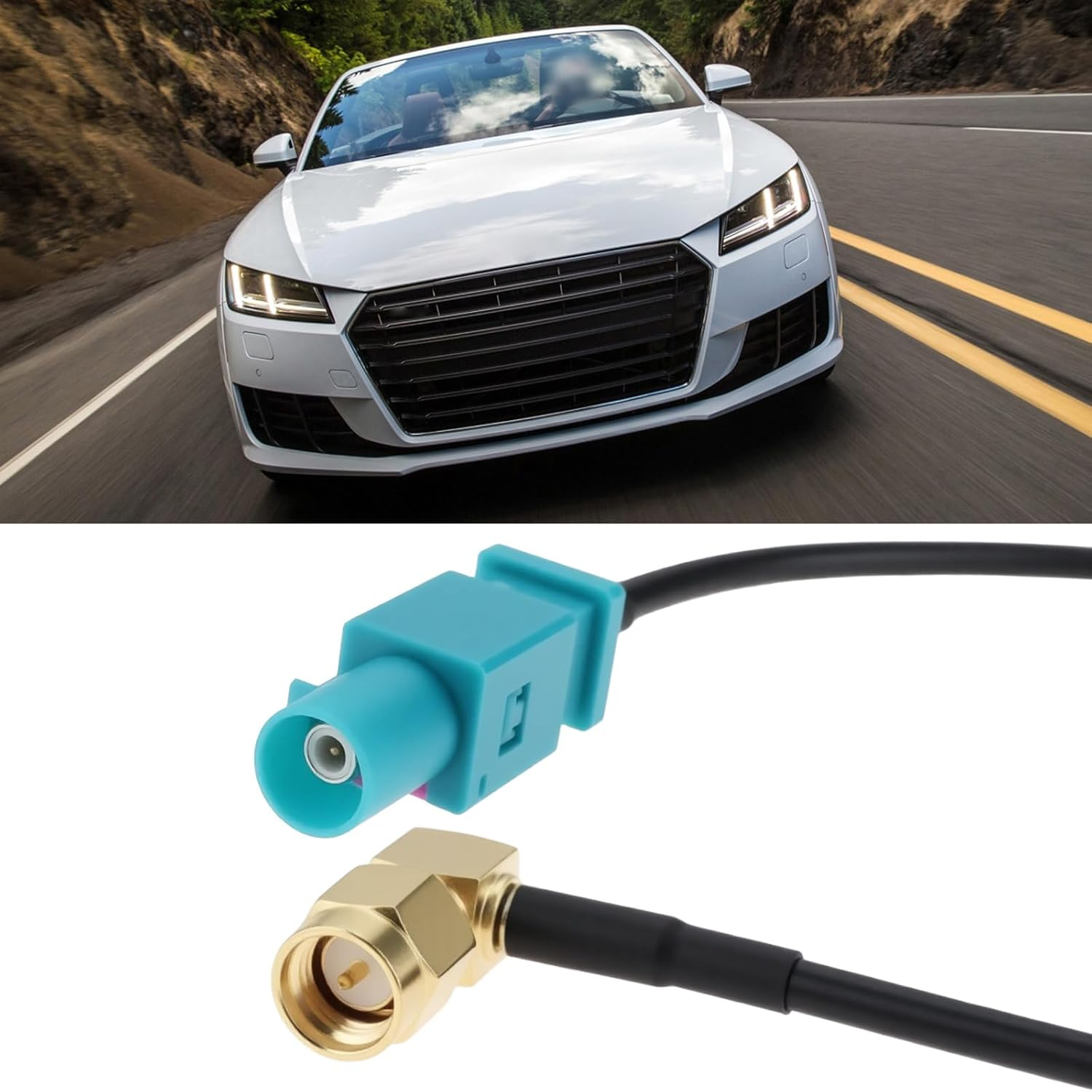 Fakra Z Male to 90 Degree SMA Male Car GPS Antenna Adapter Cable 15Cm Wire image number 3