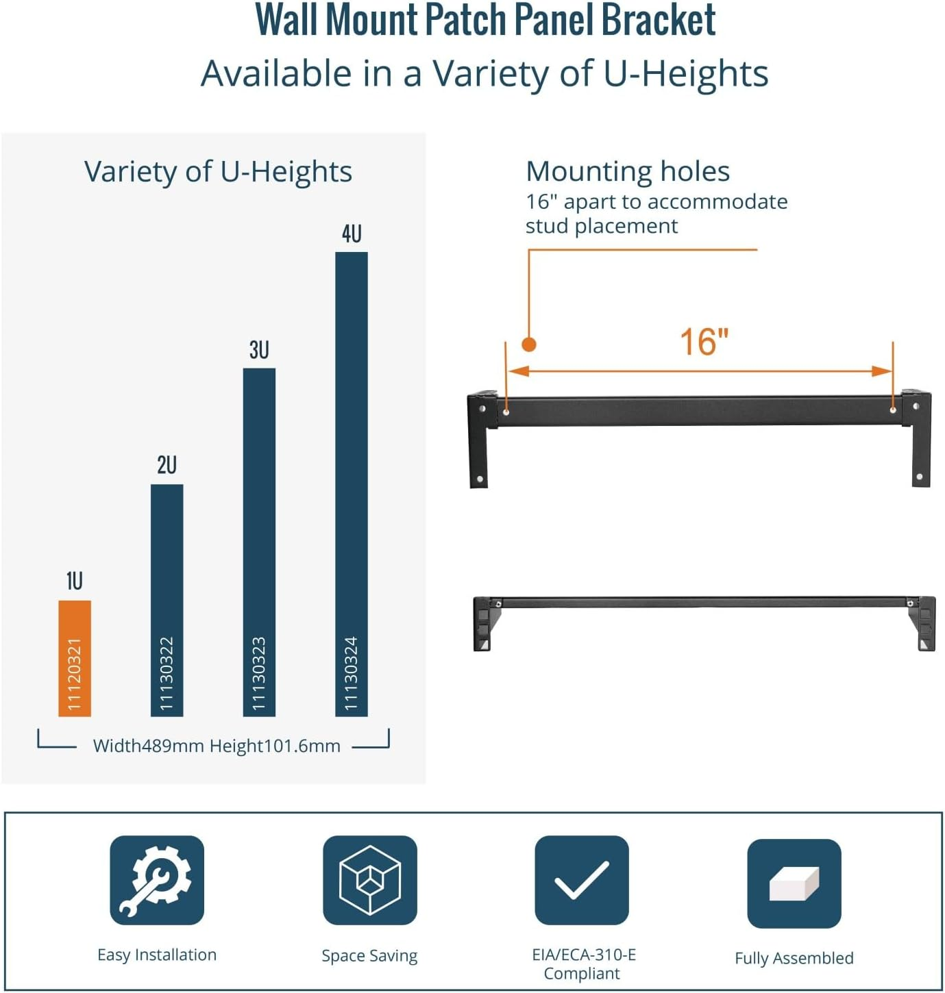 Tecmojo 1U Vertical Wall Mount Rack, Foldable Wall Mount Patch Panel Bracket, Server Rack, 20Kg Capacity for 19'' Server, Network and Data Equipments