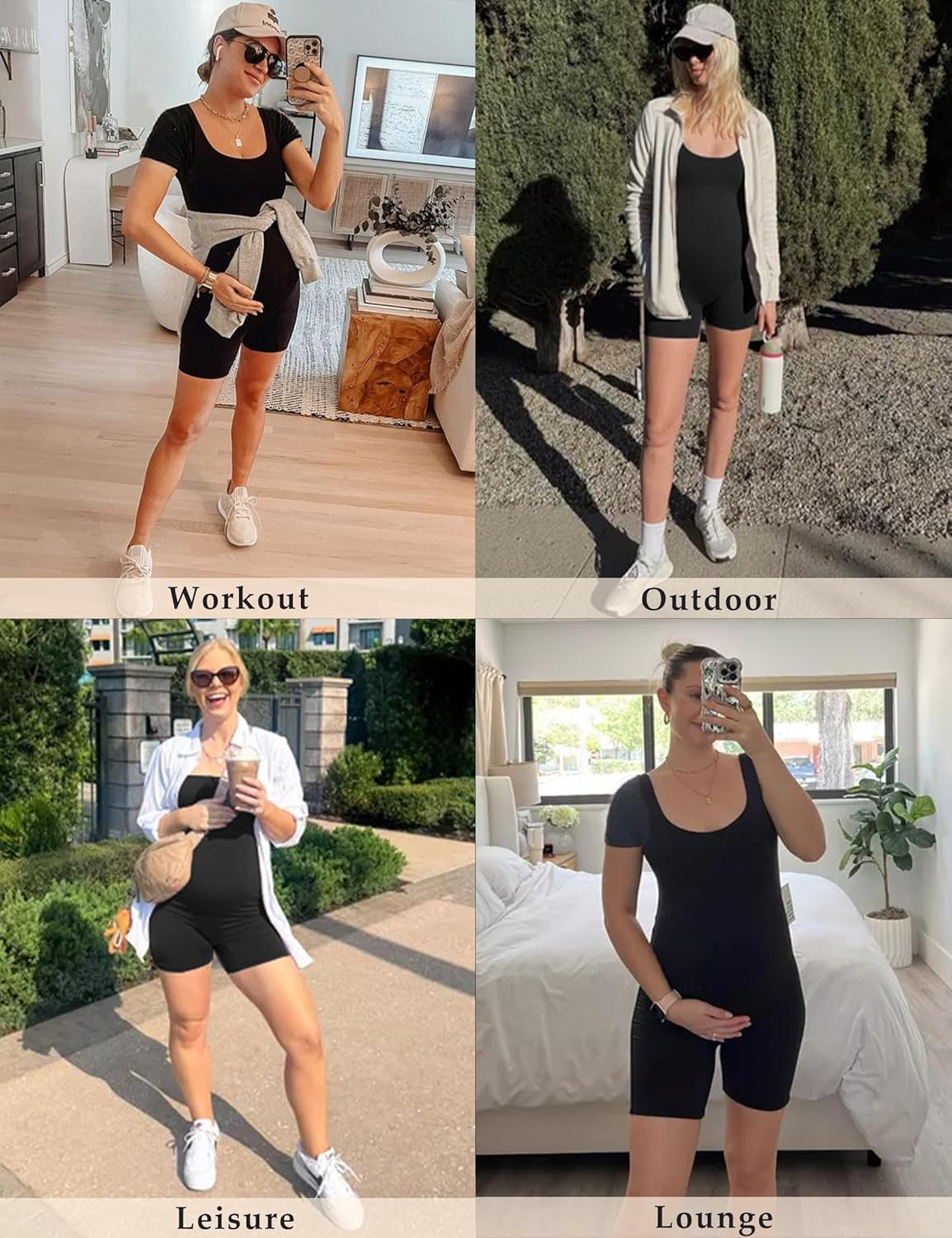 KIM S Maternity Romper for Vacation Lounge Photoshoot, Pregnancy Shapewear Short Sleeve Maternity-Bodysuit image number 3