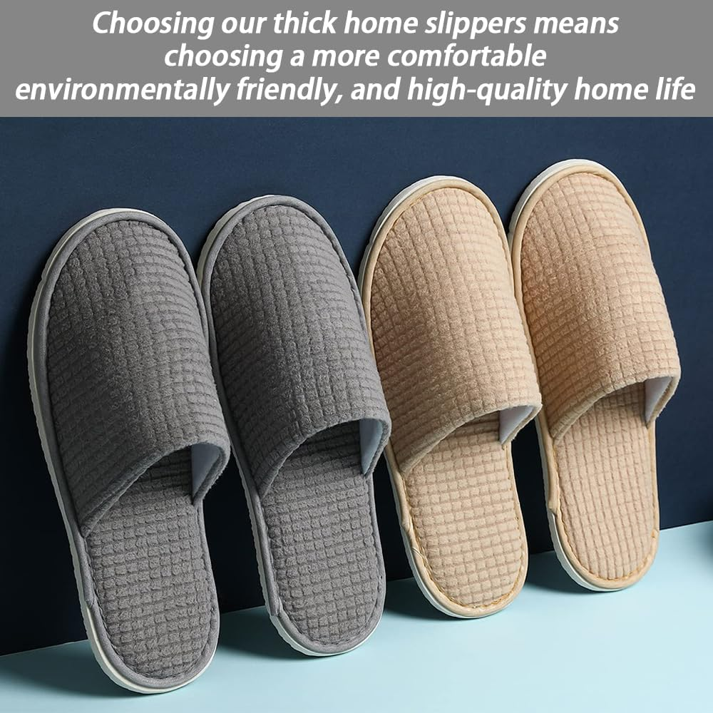 6 Pairs Spa Slippers, Washable & Reusable Closed Toe Indoor Hotel Slipper, Soft Hotel Shoes Padded Sole for Comfort- for Guests, Hotel, Travel,Wedding image number 3