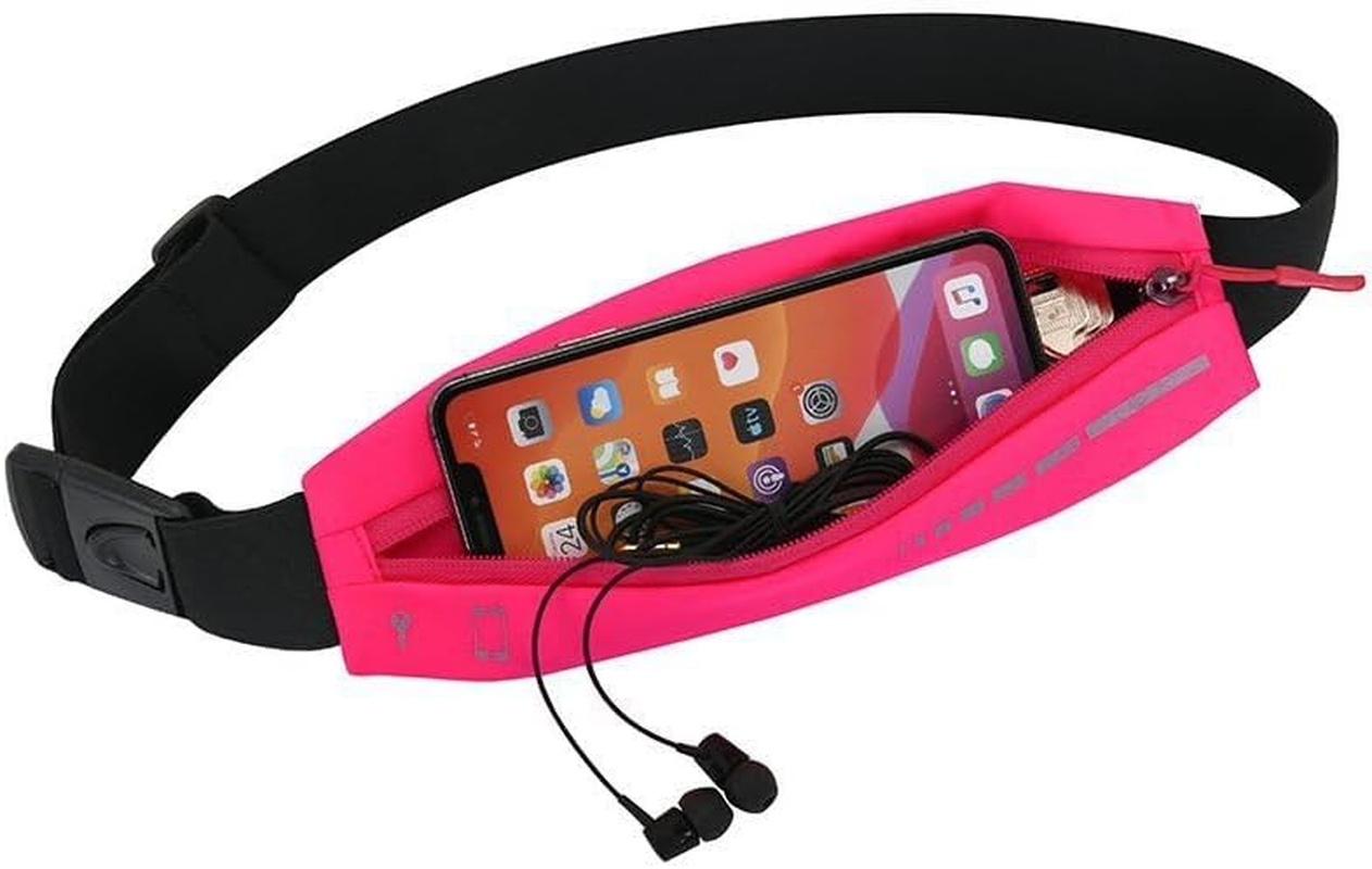 Slim Running Belt for Women Men, Water Resistant Runners Fanny Pack, Adjustable Waist Pouch, Reflective, Pink - Pink image number 3