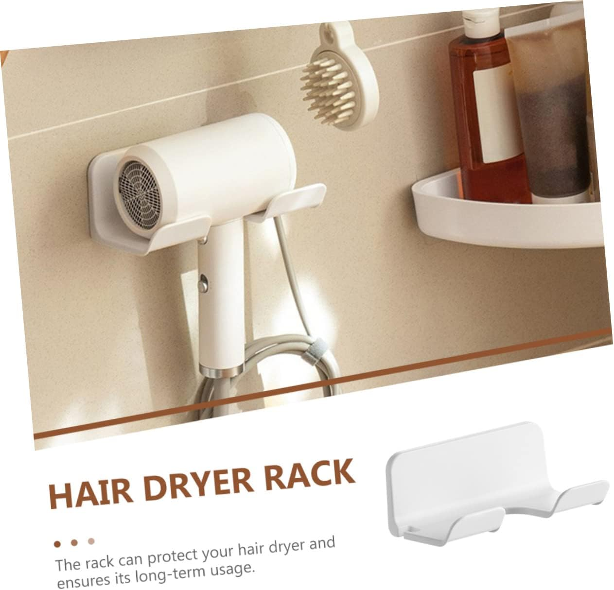ELAYARD Wall-Mounted Hair Dryer Stand Punch-Free Hair Dryer Rack for Home and Salon No Drilling Required Space-Saving Holder image number 5