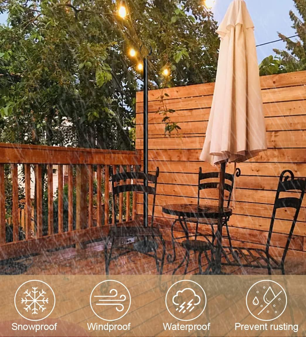 Sprimden 10Ft String Light Poles for Outdoors, outside Light Poles with 5-Prong Base, Suit for Garden, Backyard, Patio, Outdoor Lighting, Matte Black, 2 Packs image number 2