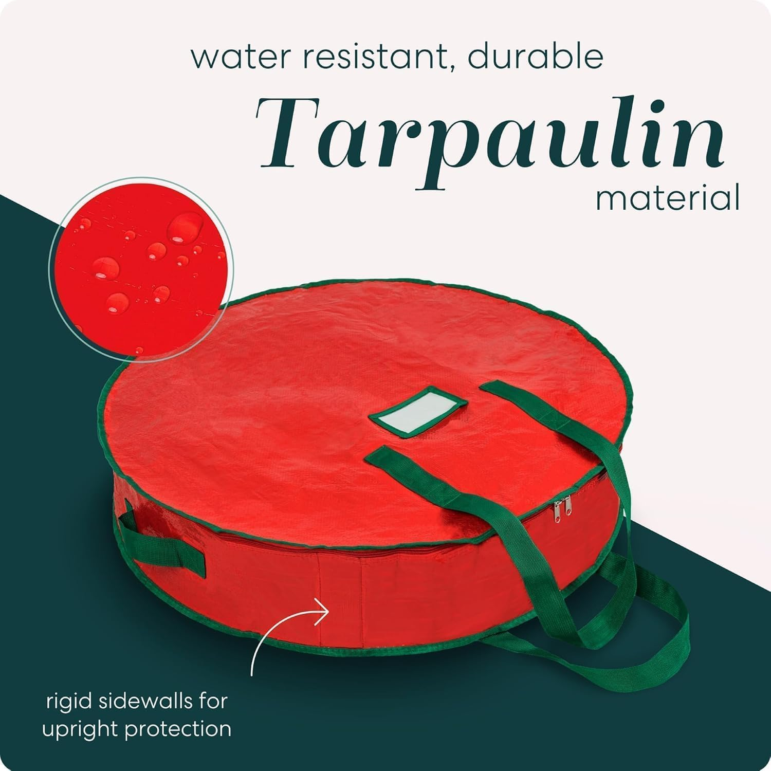 Christmas Storage Bag - Made from Heavy-Duty Tarp Material with Reinforced Zipper and Handles for Easy Wreath Access. Protects Your Holiday Wreath from Dust. (36" X 8") image number 5