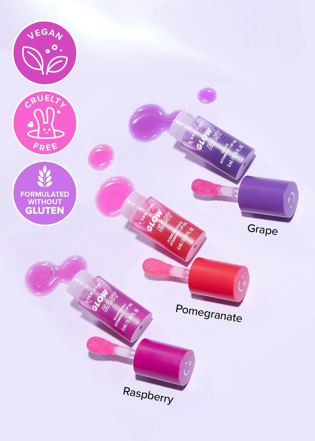 I DEW CARE Glow Easy Pomegranate Vitamin C Lip Oil, Pigmented Glossy Lip Oil, Hydrating, Korean Makeup, Tinted Lip Care, Cool Red, 0.20 Fl Oz image number 4