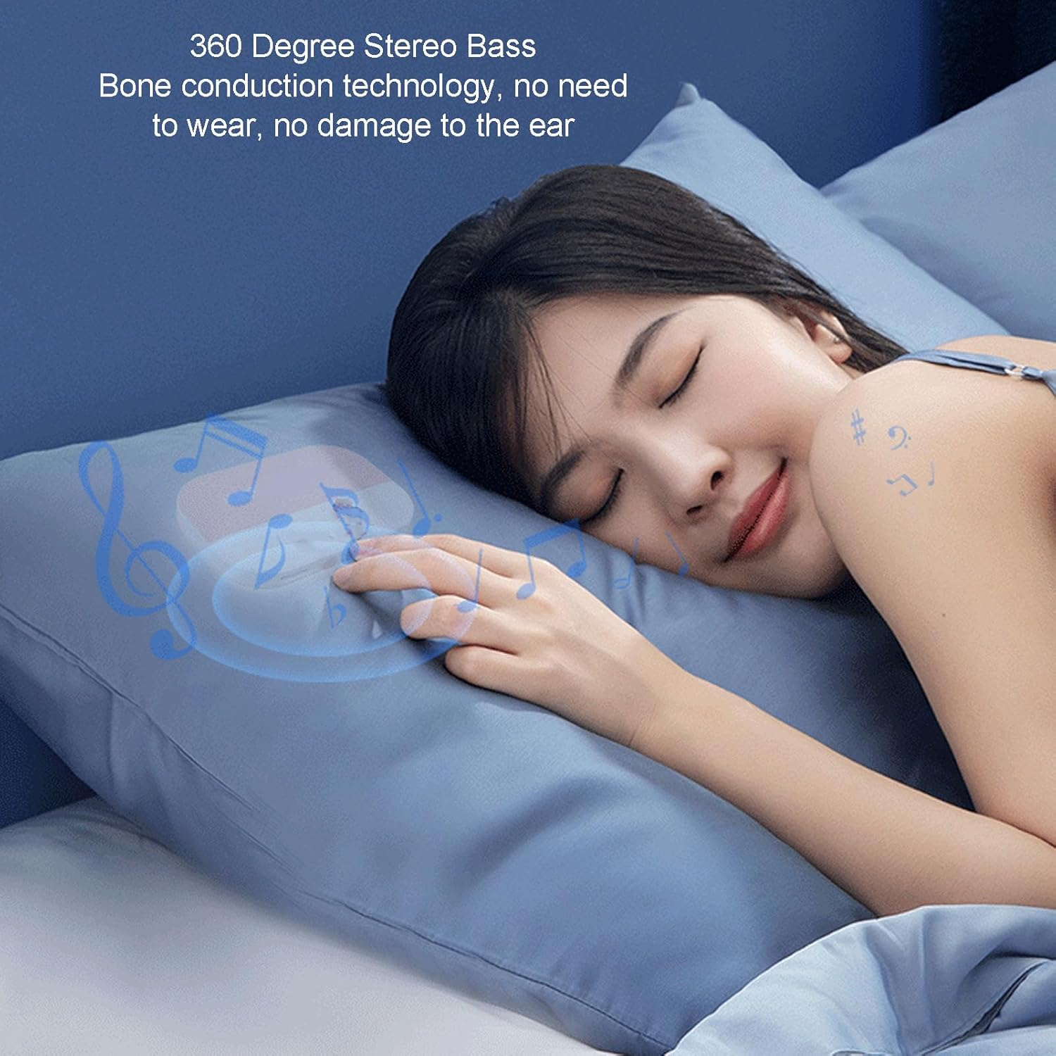 Pillow Speaker for Sleeping, Bluetooth 5.2 with 20Hrs Playtime, 3D Stereo Sound Bone Conduction Speaker with TF Card Support for Bedside Sleeping Meditation Relaxation (Pink) image number 2