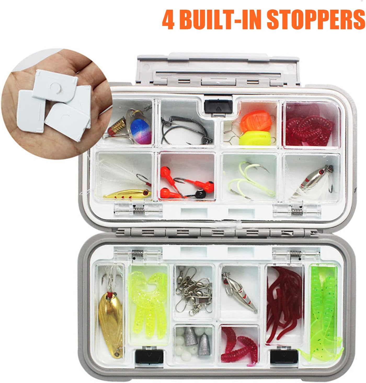 Fishing Lure Box, Waterproof Portable Lightweight Tackle Storage Box with Rubber Shock Absorber, Plastic Fishing Accessories Box for Angler (Orange S) - Green S image number 5