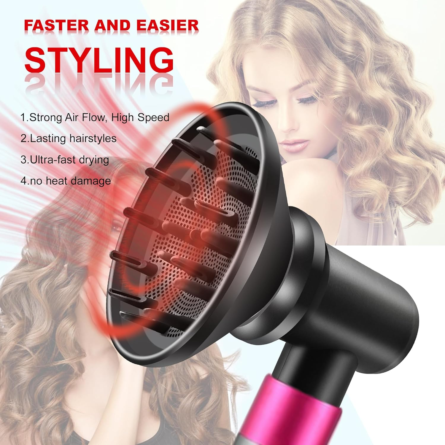 Diffuser and Adaptor for Dy Son Airwrap Styler, 6 Pack Hair Dryer Diffuser Attachment Compatible with Airwrap Styler Converting to Hair Dryer image number 4