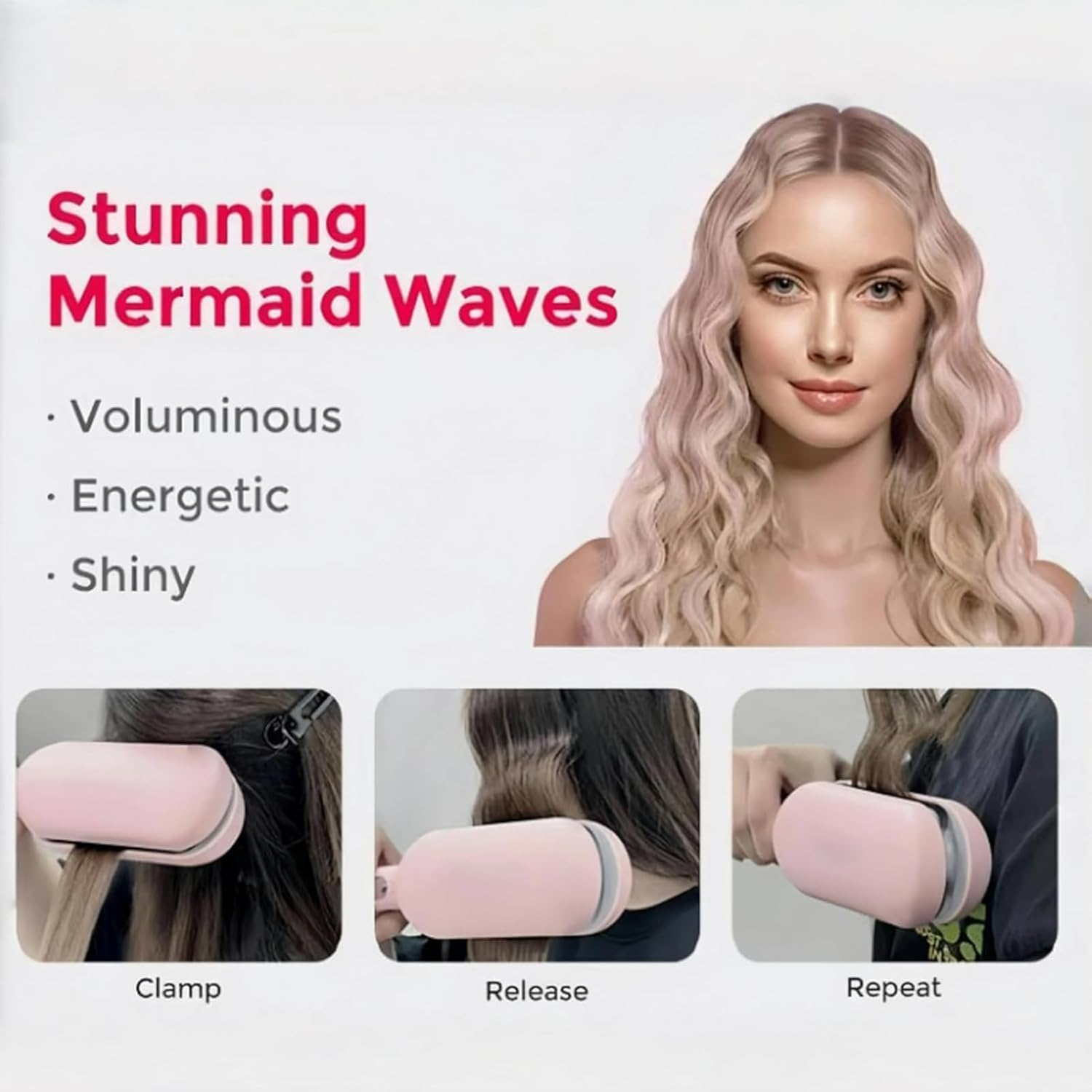 Curling Iron, 4 Temp Hair Styling Tool with Negative Ionic Technology, Anti-Scald Crimper Hair Tool Adjustable Temperatures, 3D French Curl Hairs Curling Iron Heating Lasting, for Men & Women image number 5