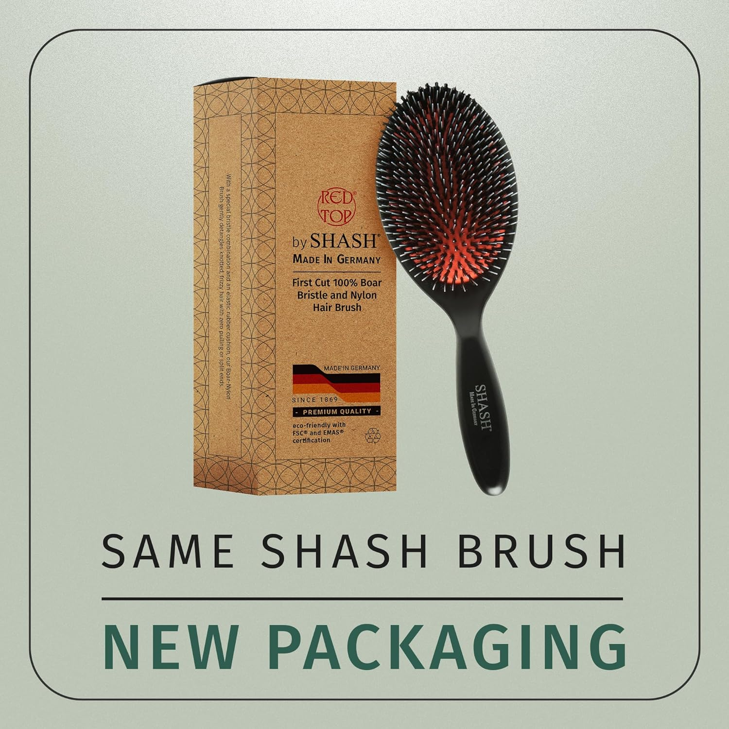 Made in Germany - SHASH Nylon Boar Bristle Brush Suitable for Normal to Thick Hair - Gently Detangles, No Pulling or Split Ends - Softens and Improves Hair Texture, Stimulates Scalp (Large) image number 4