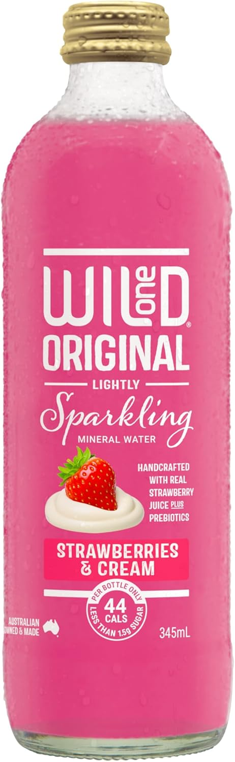 Wild One Original Strawberry and Cream Sparkling Mineral Water 12 X 345 Ml