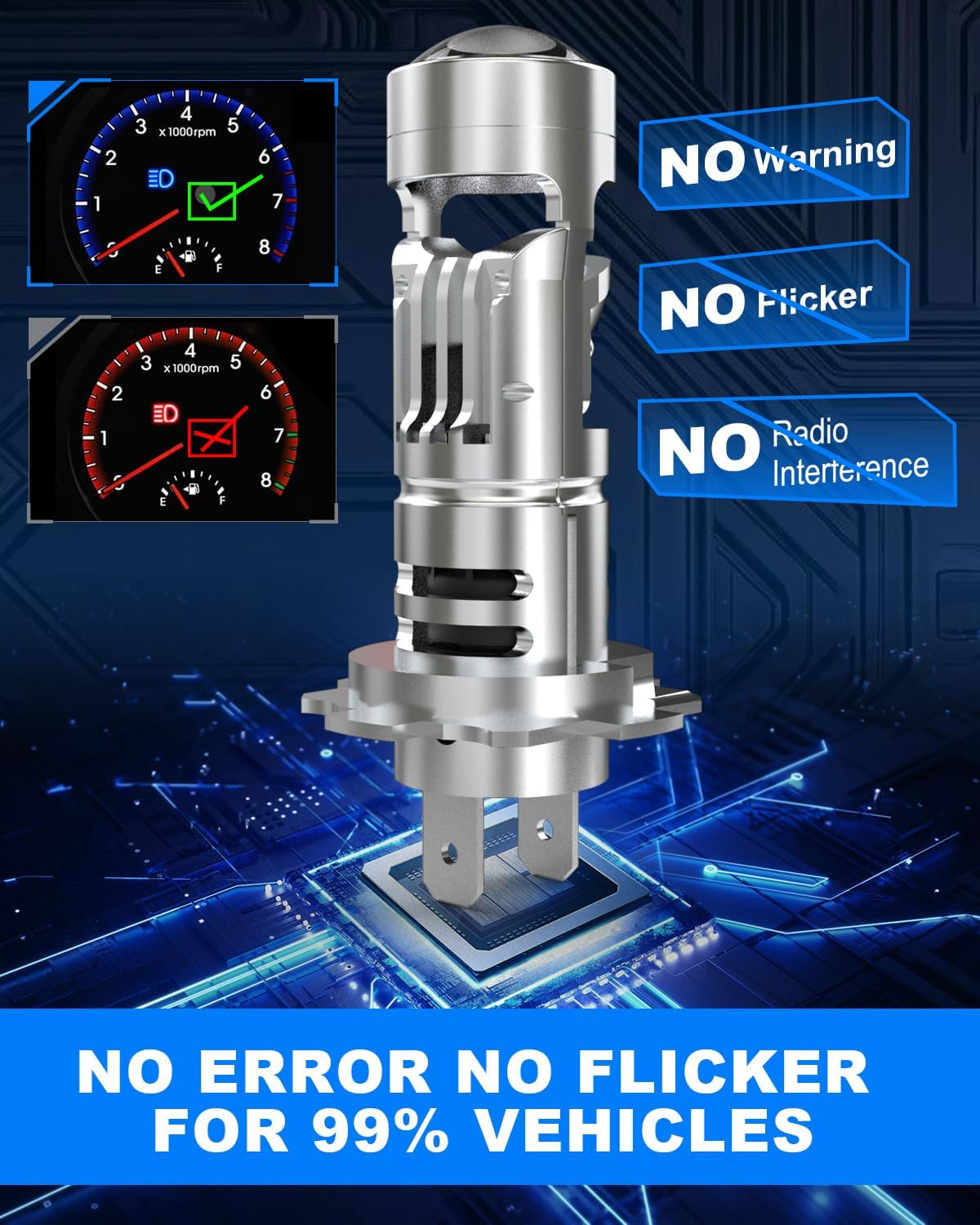 H7 LED Headlight Bulbs, KATUR Upgraded 800% Ultra Brightness 30000LM 6000K Xenon White Real 1:1 Mini Size Plug and Play H7 LED Bulbs with Projector Lens, Pack of 2 image number 4