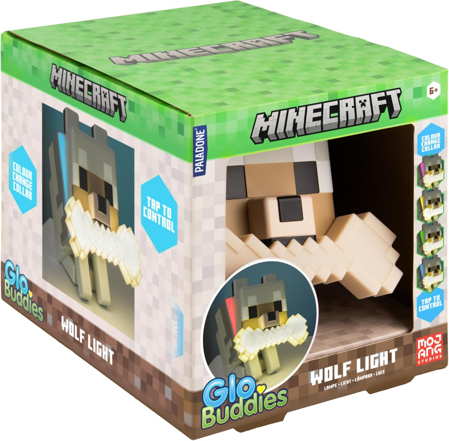 Paladone Minecraft Wolf Globuddies 3D Colour Changing Light, Officially Licensed LED Night Lamp, Tap to Change Colour, Gaming Merchandise, Battery Powered image number 1