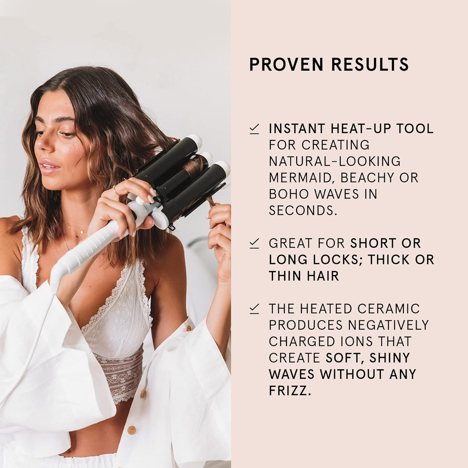 Bondiboost Wave Wand Hair Curling Iron Wand [32 Mm] - 1.25 Inch Ceramic Tourmaline Triple Extra-Large Barrels - Long-Lasting, Natural Looking Waves - Instant Heat-Up for Fast Styling image number 6