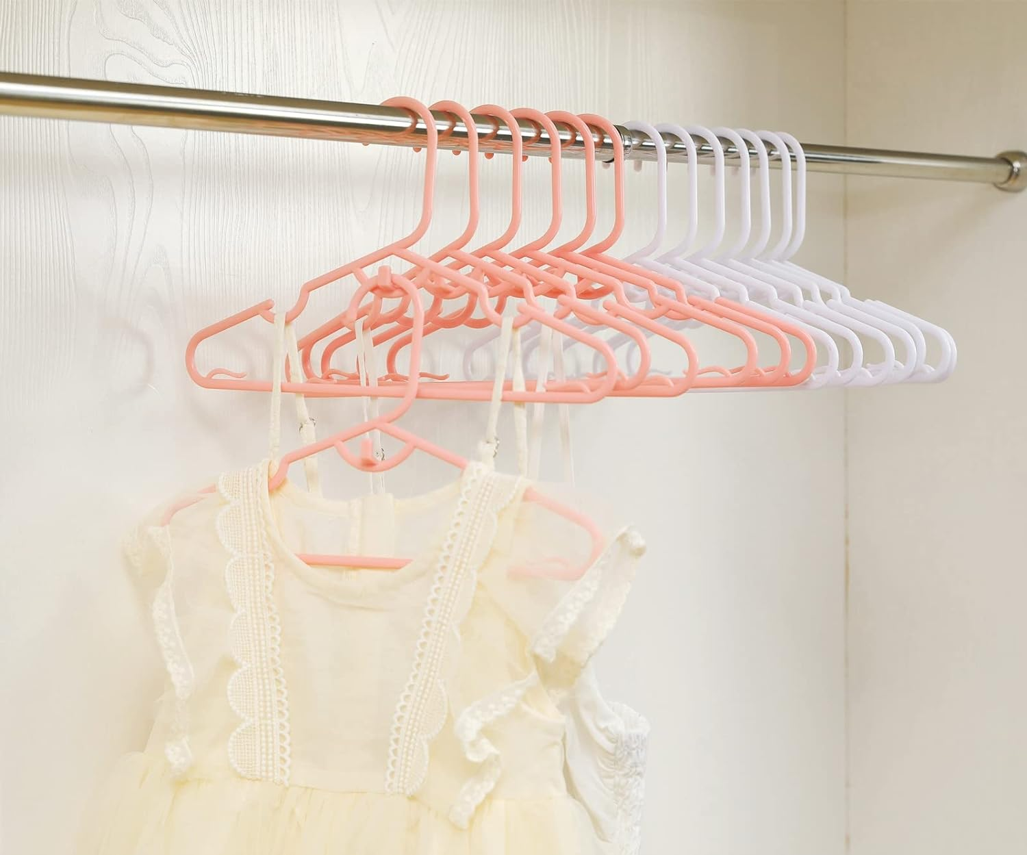 VIIBASE 40Pcs White Baby Nursery Closet Hangers,Non-Slip Laundry Infant Pant Hanger for Born Clothes Gift,Stackable Hangers,Save Space Ultra-Thin Child Coat Hanger for Girl Boy Toddler Kid image number 5