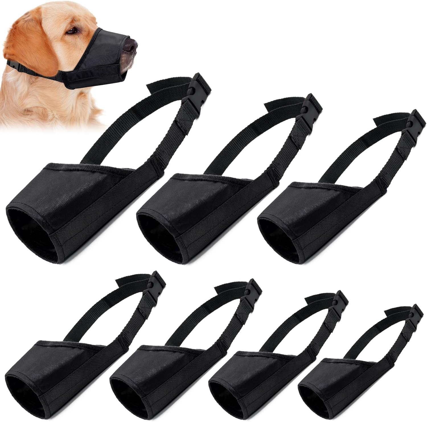 Coppthinktu Dog Muzzle Suit, 7PC for Biting Barking Chewing, Adjustable Mouth Cover for Small Medium Large Dogs, Soft Comfortable for Long Snout
