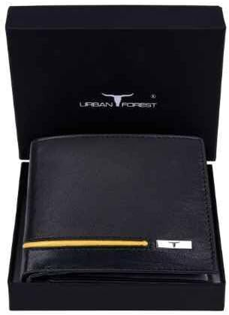 URBAN FOREST Leather Men'S Wallet, Blue/Orange, Contemporary