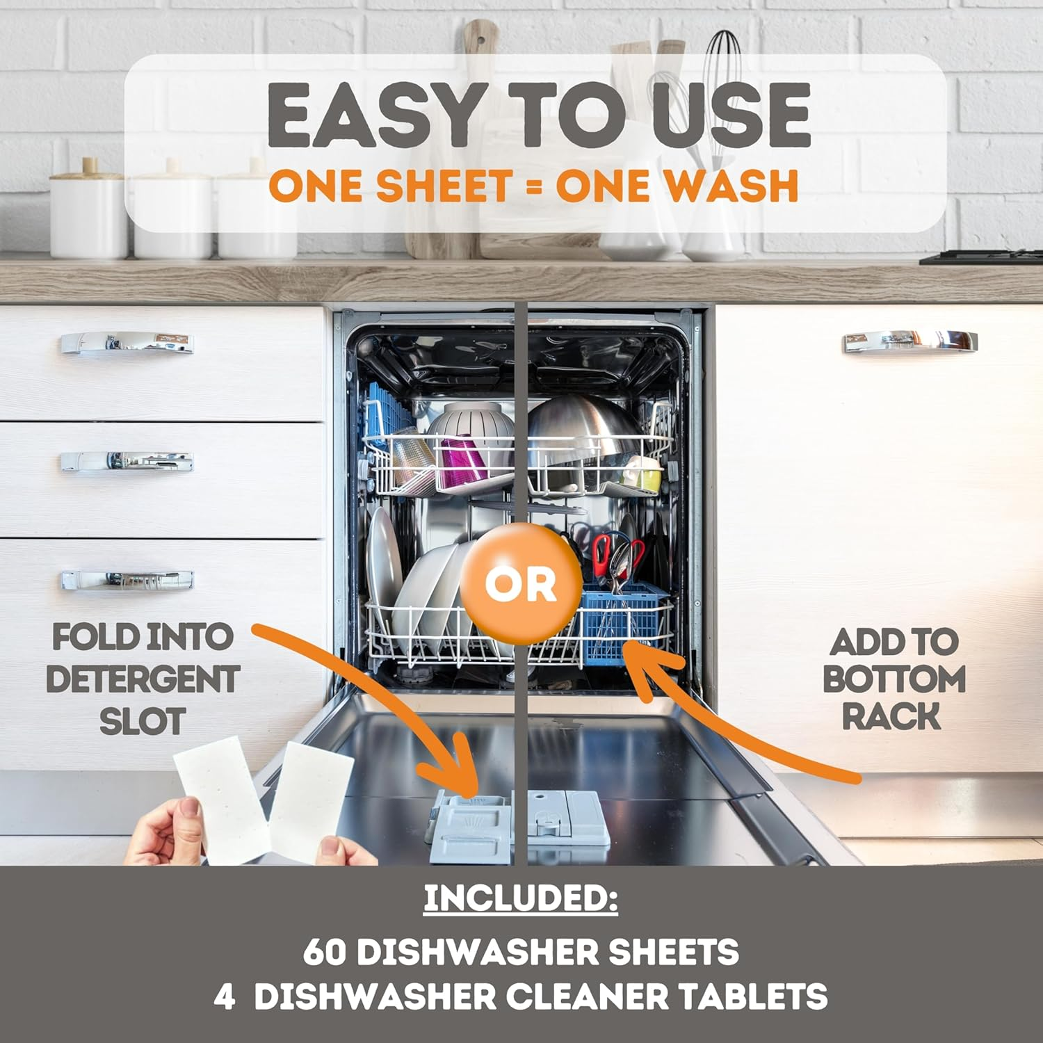 Dishwasher Detergent Sheets & Machine Cleaning Tablets COMBO, 3-In-1 Detergent, Rinse Aid, Deodorizer + Machine Cleaning Tablets, Biodegradable, Plastic Free, No Mess, Use in Dishwasher or Sink