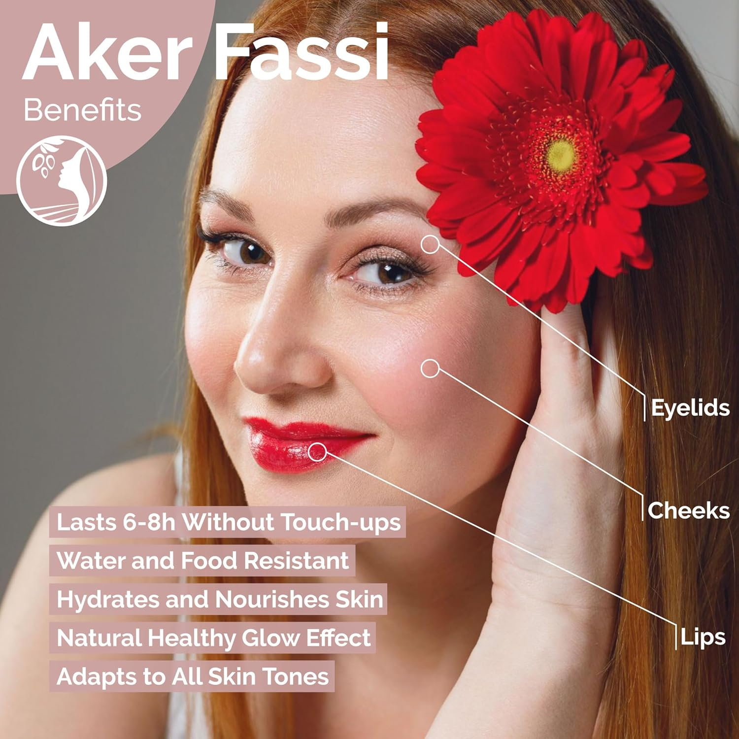 Fatima'S Garden Natural Aker Fassi Powder with Pomegranate Bark - Traditional Moroccan Lip & Cheek Tint 50G image number 4