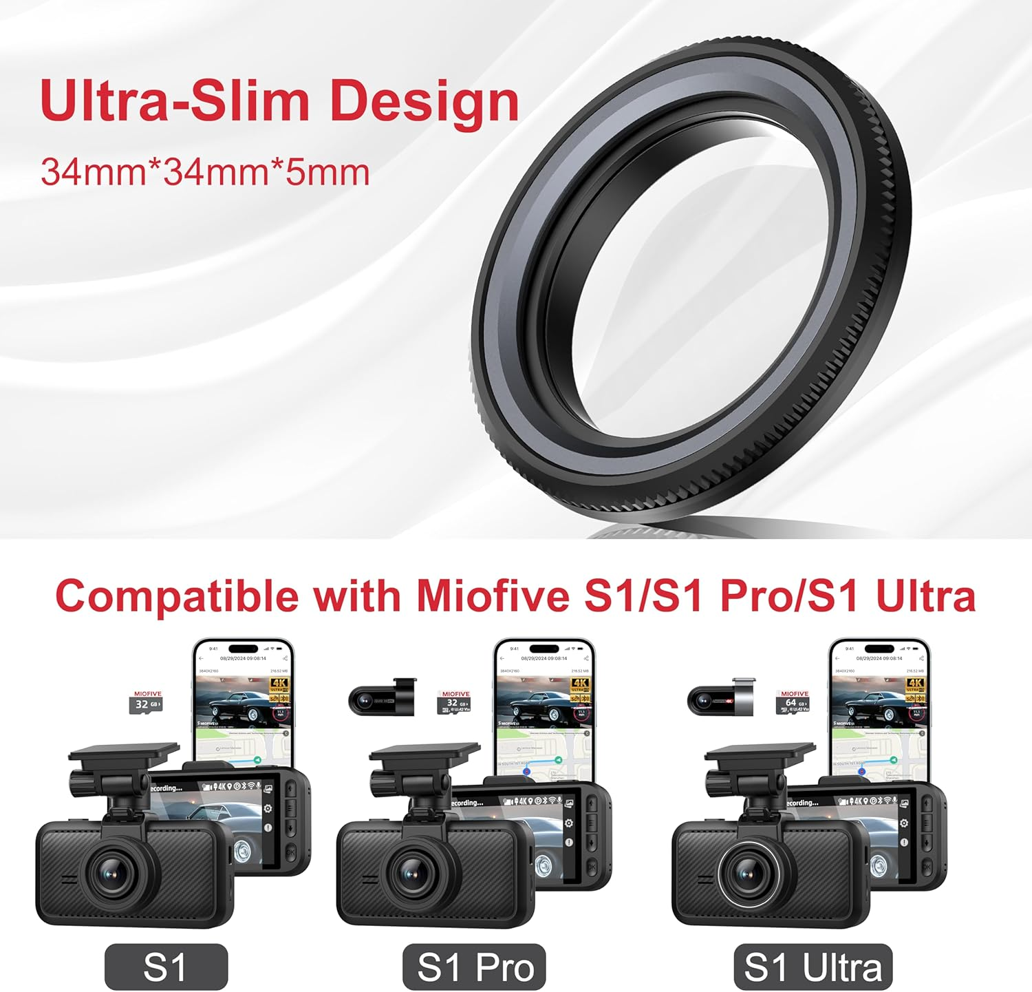 Miofive CPL Circular Polarizer Filter, 34MM Anti-Glare Circular Polarizer Lens for Miofive S1 Series Dashcam, Reduce Glare and Reflection, Enhance Color and Contrast