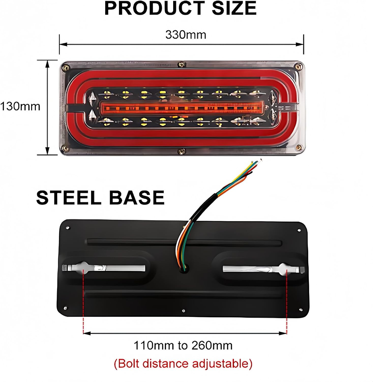 2Pcs LED Trailer Tail Lights, Waterproof Truck Rear Lights with Brake & Turn Signal &ndash; Fit for 24V Lorries, Trucks, Trailers, RV, UTV, Pickup | High Visibility Trailer Lights for Aussie Roads image number 1