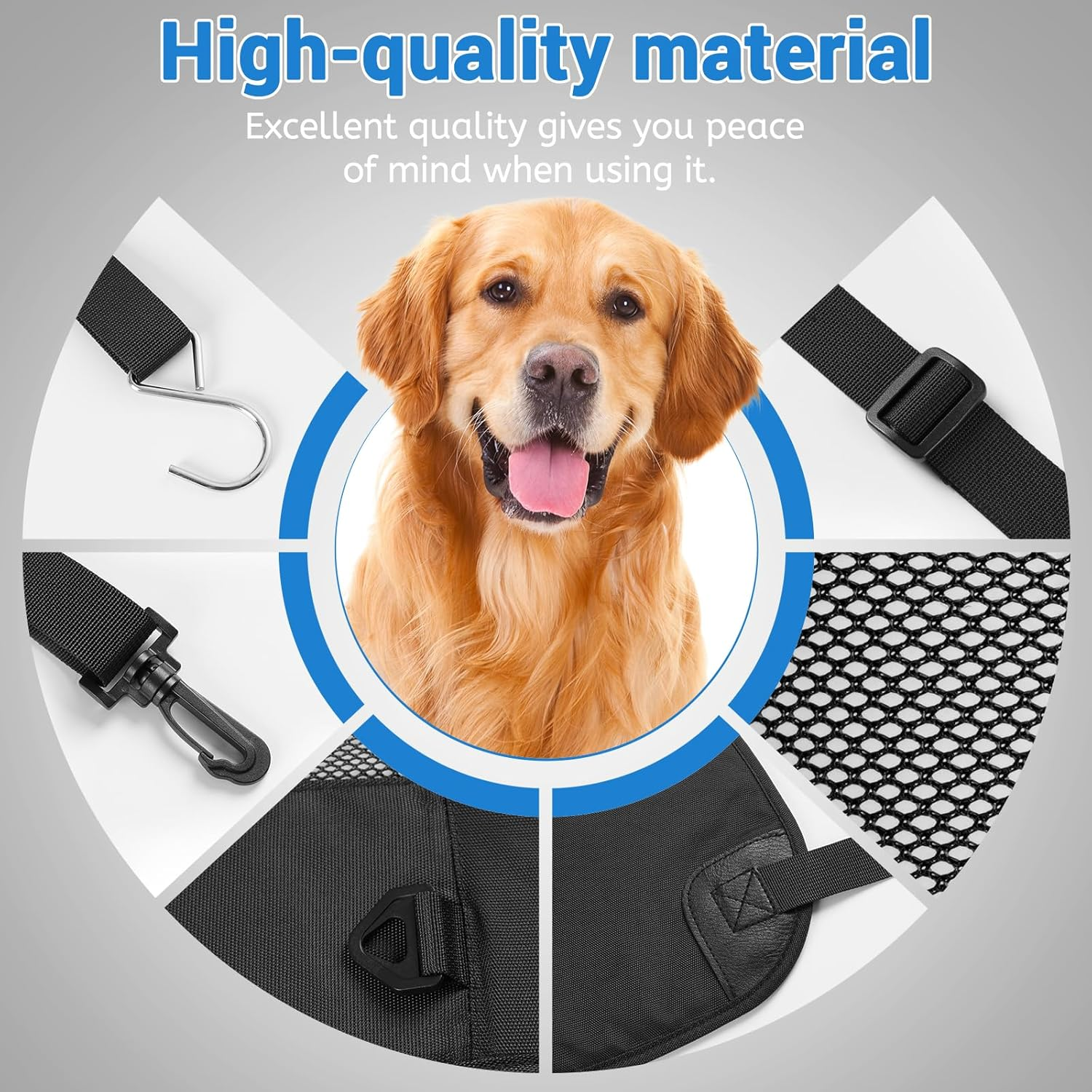 Dog Car Backseat Barrier, Padded and Durable Nylon Net Pet Barrier, Vehicle Travel Dog Fence with 2 Mesh Windows, for Safe Driving, Easy to Install and Adjust for All Cars image number 3