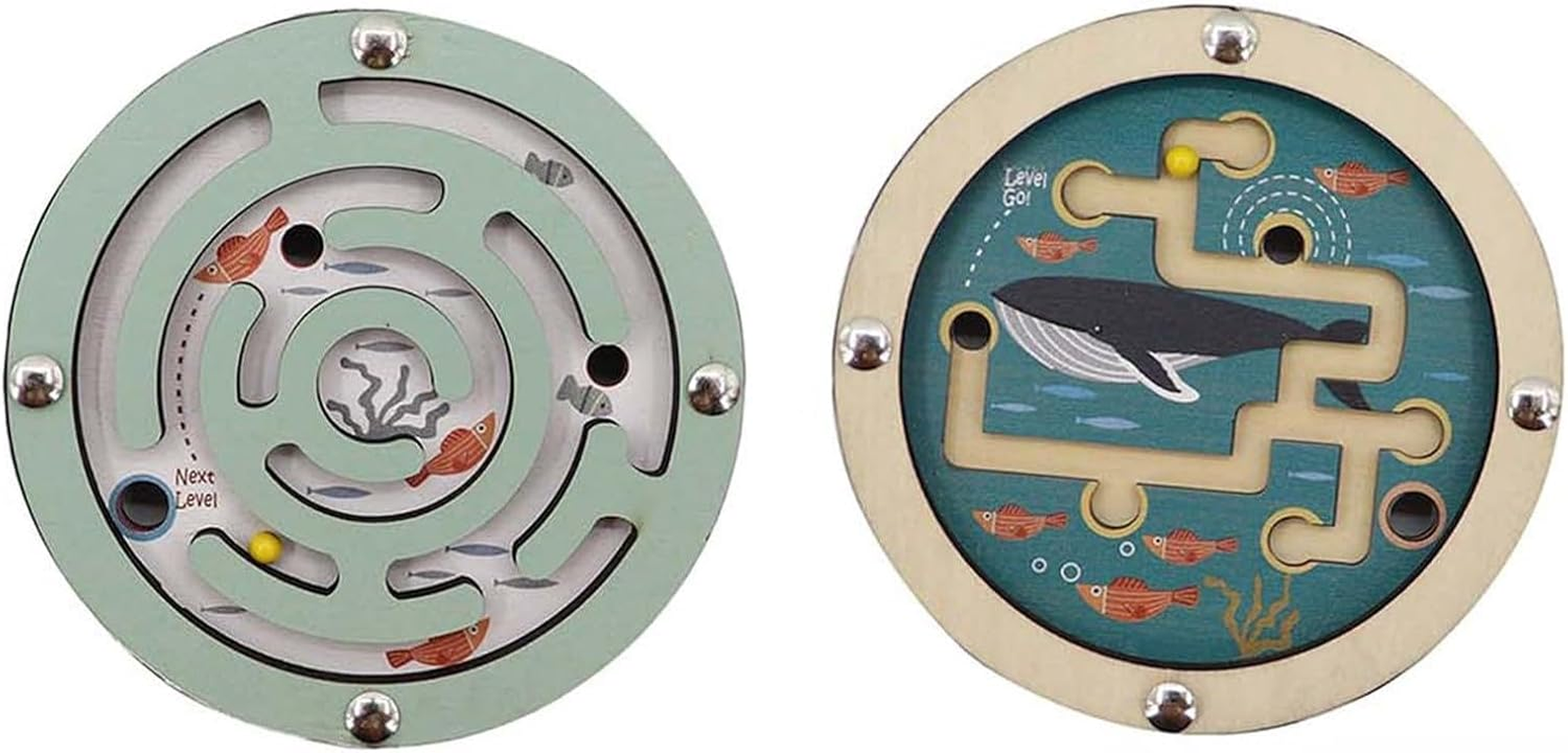 KAPER KIDZ Ocean Bead Maze Labyrinth Puzzle in Disc Double Sided - Compact Ocean Maze Toy