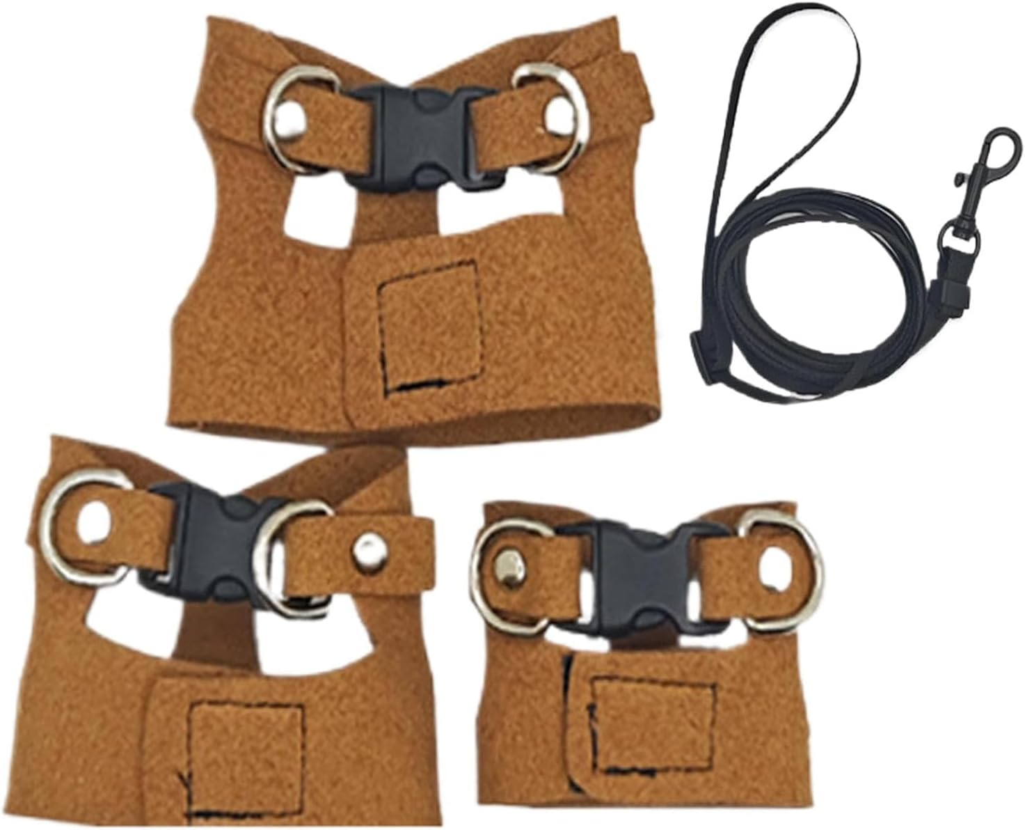 3 Size Lizard Traction Rope,Bearded Dragon Harness and Leash Set,Adjustable Harness Soft Leather Leash Lizard Reptile Traction Rope Walking Vest Accessories for Bearded Dragon,Iguana,Gecko (Brown) image number 5