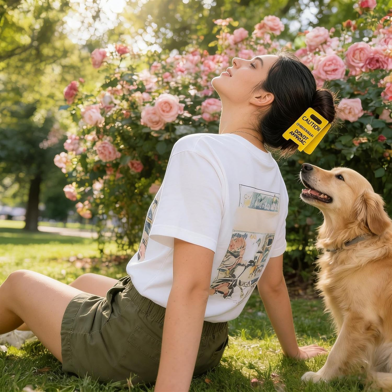 Overstimulated Caution Sign Hair Claw Clip, Donot Approach Anti-Slip Hairs Clips, Yellow Caution Hairclip, Hairstyling Supplies for Women Girls Dance Travel School Masquerade image number 4