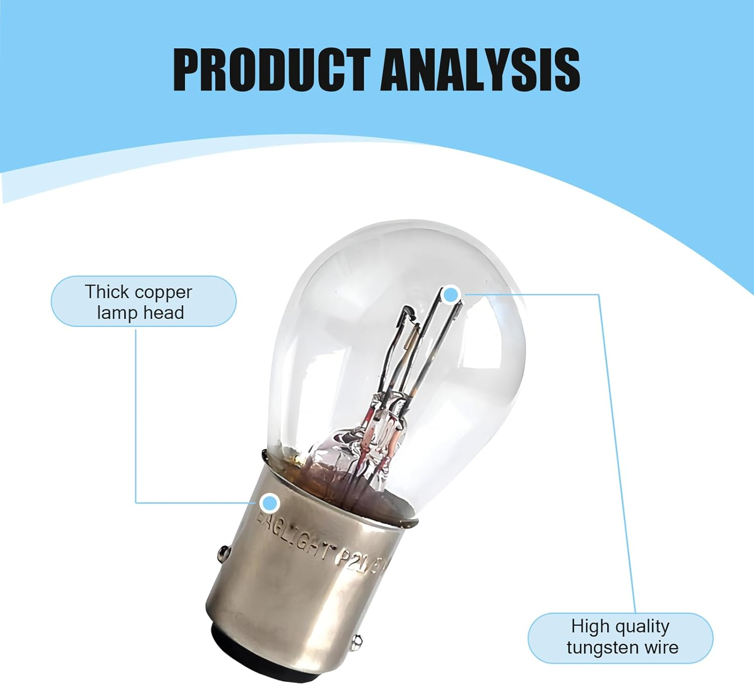 GRANDI 10 PCS 1157 Car Brake Light Bulb, P21/5W BAY15D Dual Contact Halogen Lamp Replacement, Universal Tail Light, for Most Cars, Trucks and Vans (White) image number 5