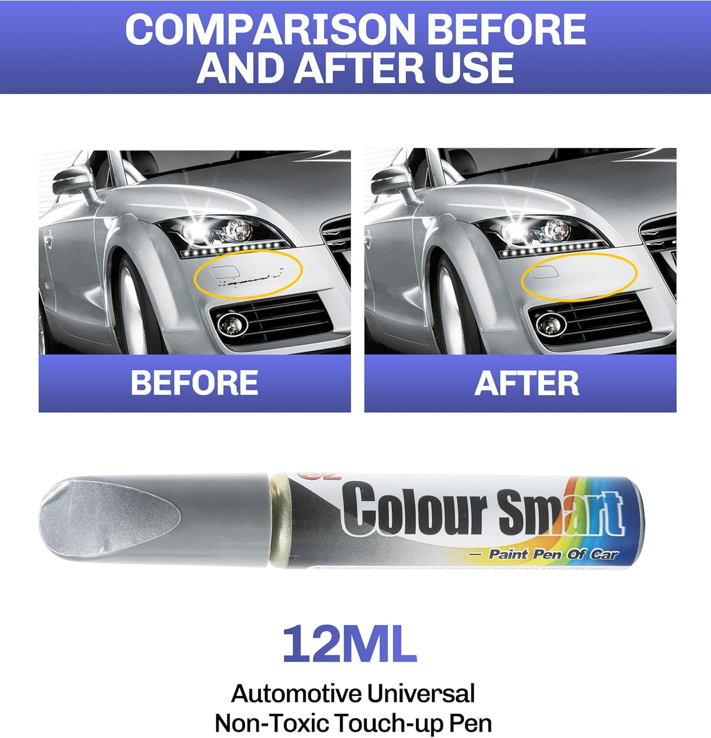 Car Scratch Repair,Scratch Remover for Vehicles,Car Remover Scratch Paint Pen Car Touch up Paint Fill Paint Pen,Car Accessories Touch-Up Pen Car Scratch Remover for Deep Scratches (Silver) - Black image number 4