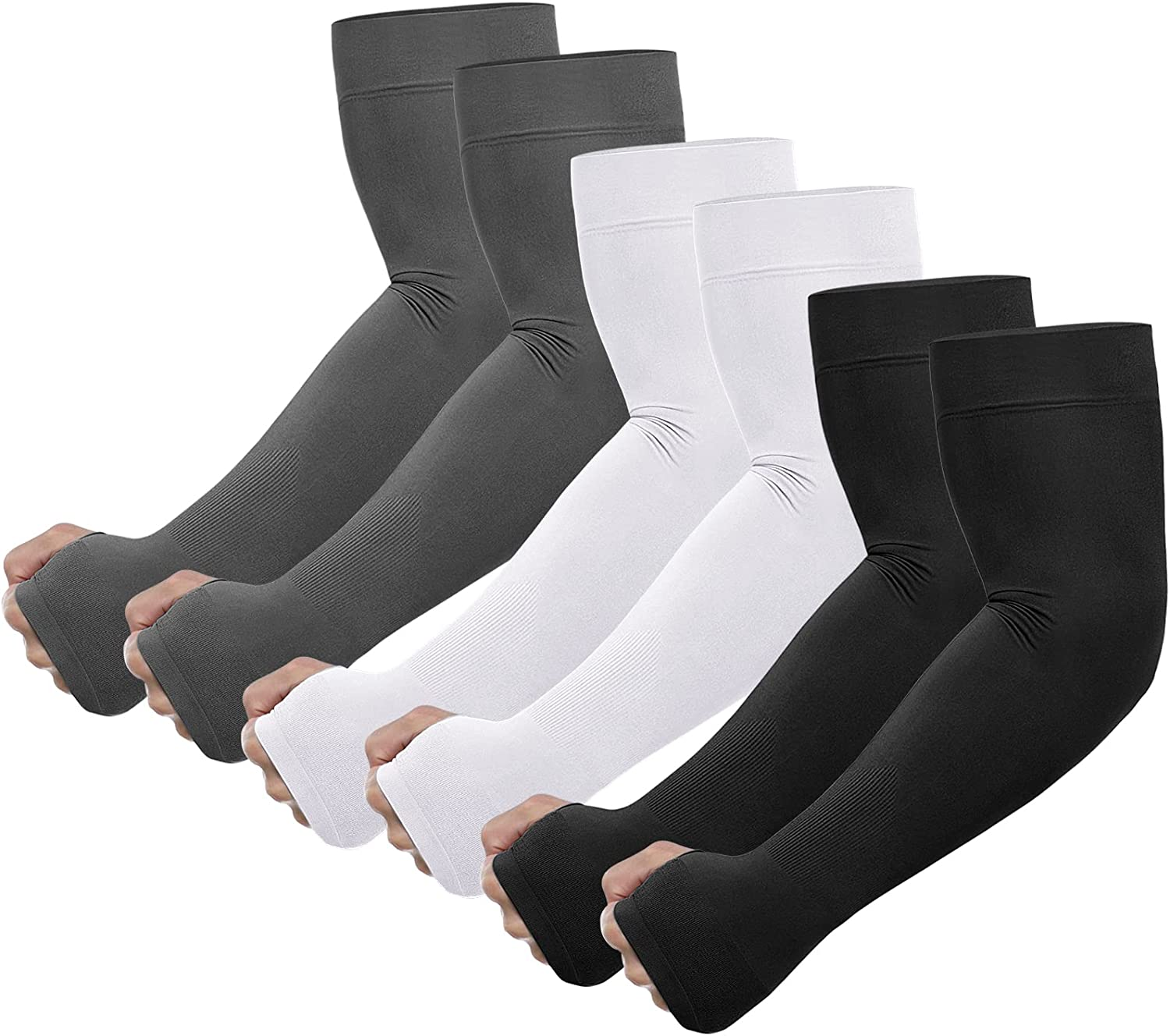 Arm Sleeves with Thumb Hole for Women Men Youth, UV Sun Protection Compression Cooling Sleeves to Cover Arm Tattoo