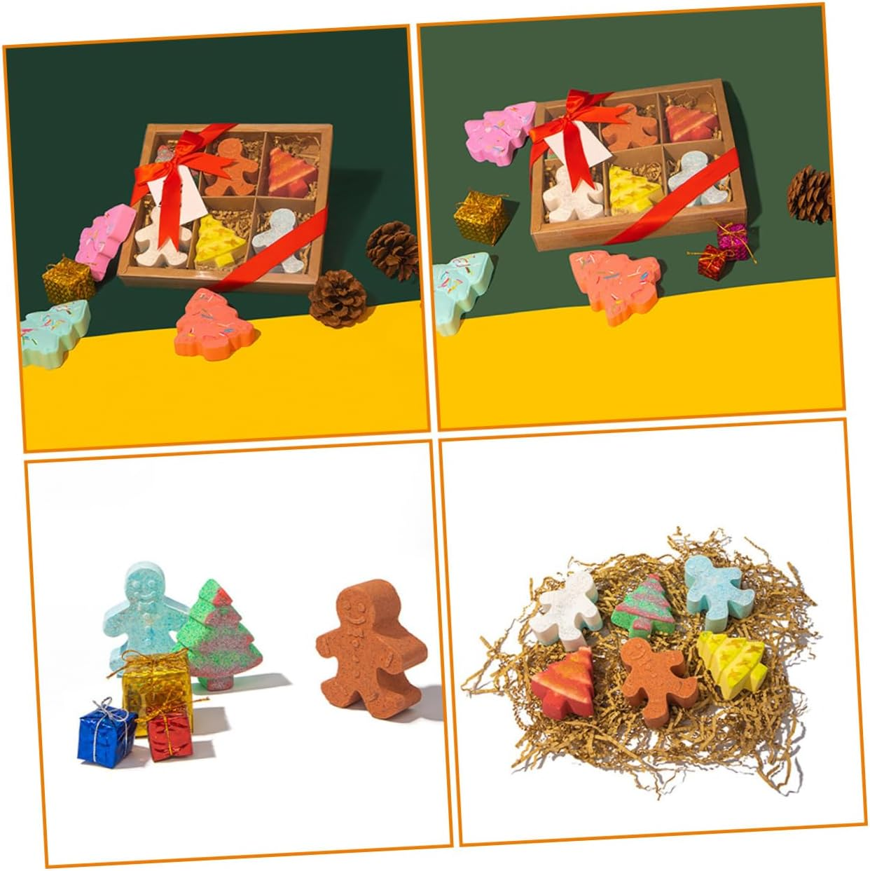 6Pcs Christmas Gingerbread Man Bath Salt Balls Aromatherapy Bathing for Portable Travel Friendly Bubble Bath for All Ages image number 1