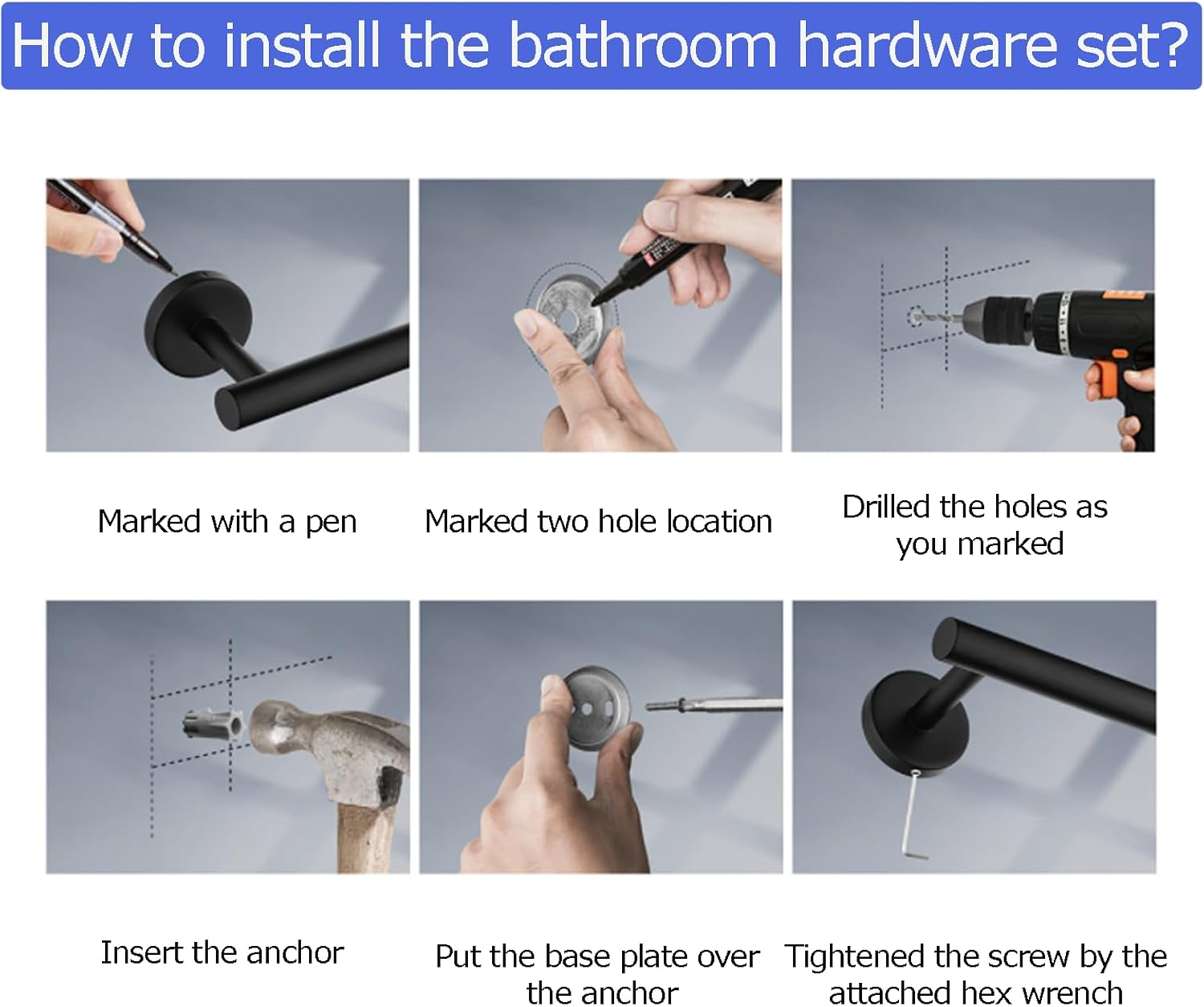 Breikuth Double Towel Rail 800Mm Black Bathroom Bath Towel Rails 304 Stainless Steel (Type 4: 800Mm Double Rails)