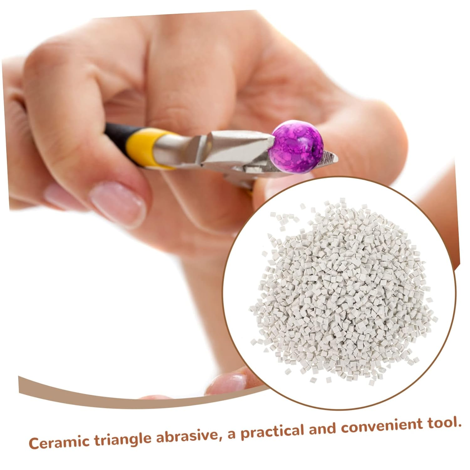 IWOWHERO 1 Set Rock Tumbler Media Tumbling Pellets Filler Media Tumbling Supplies Tumbling Abrasive for Grinding Rock Polishing Grit Craft Tumbling Abrasive White Triangle Ceramics