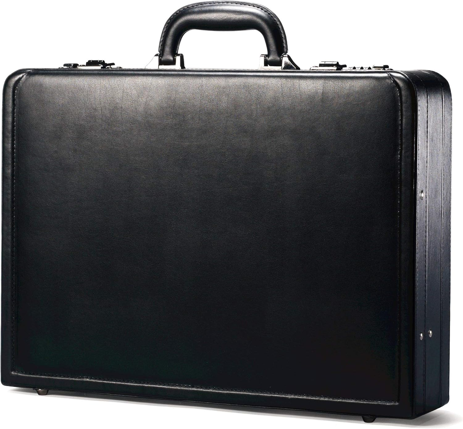 Samsonite Bonded Leather Attache 15.6, Black, 18", Casual