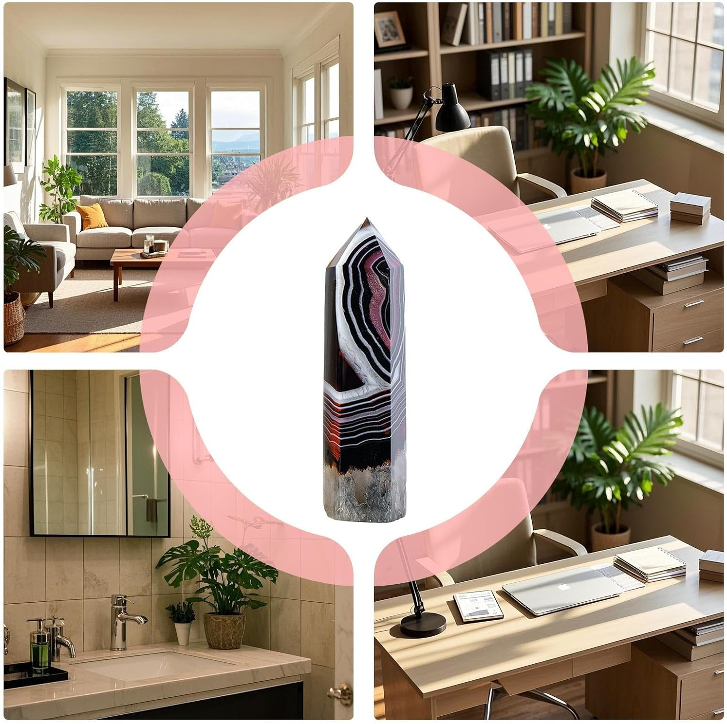 Crystal Tower - Energy Meditation Stone,Decorative Polished Handmade Health & Household for Home Spiritual Beginners image number 6