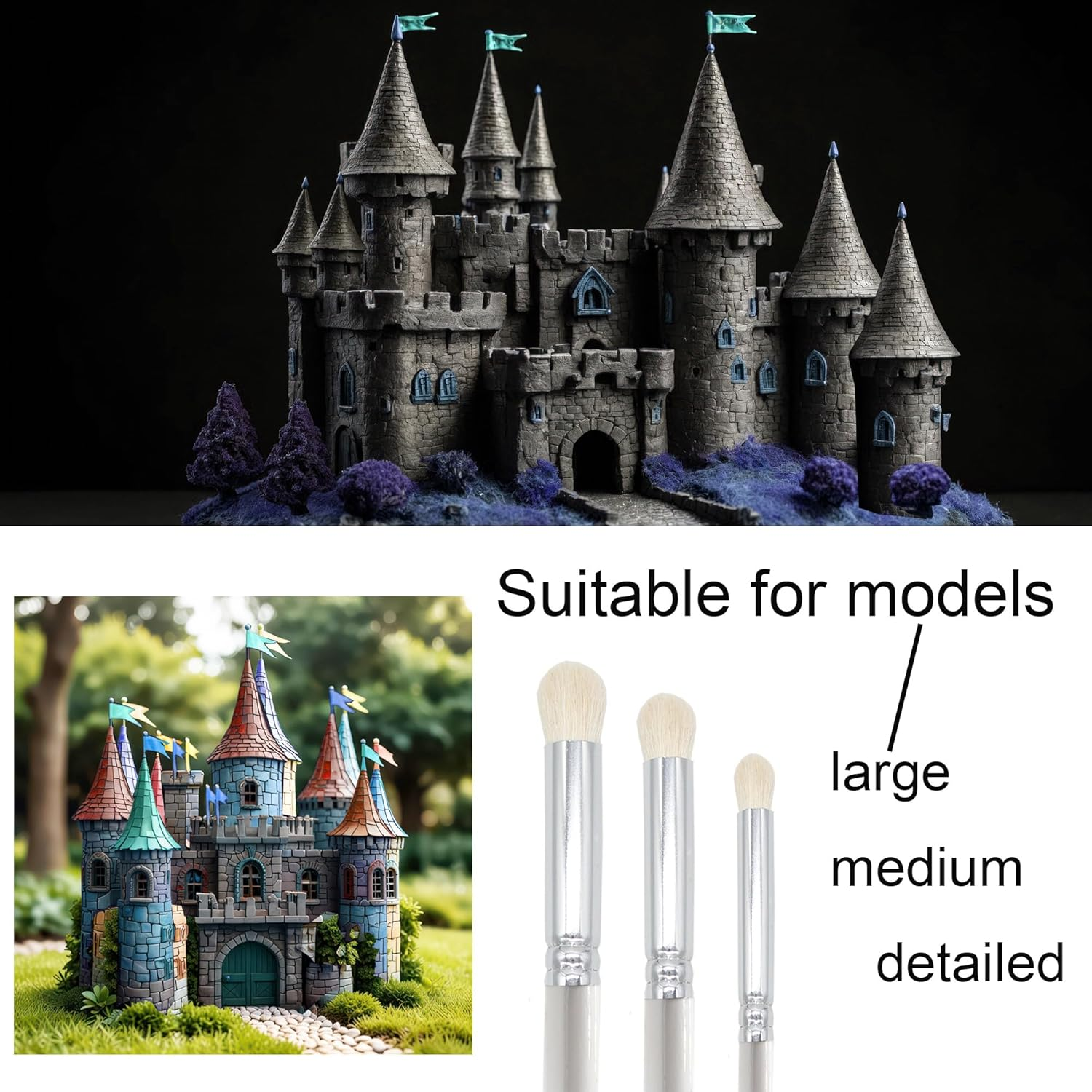 Himmlfel Drybrush Set，3 Sizes Dry Brush Miniature Painting，Professional Dry Brushes for Citadel Game Model,Large Medium Detailed Model,Warhammer,Hobby Art Paint Brushes for Artist and Beginner image number 6