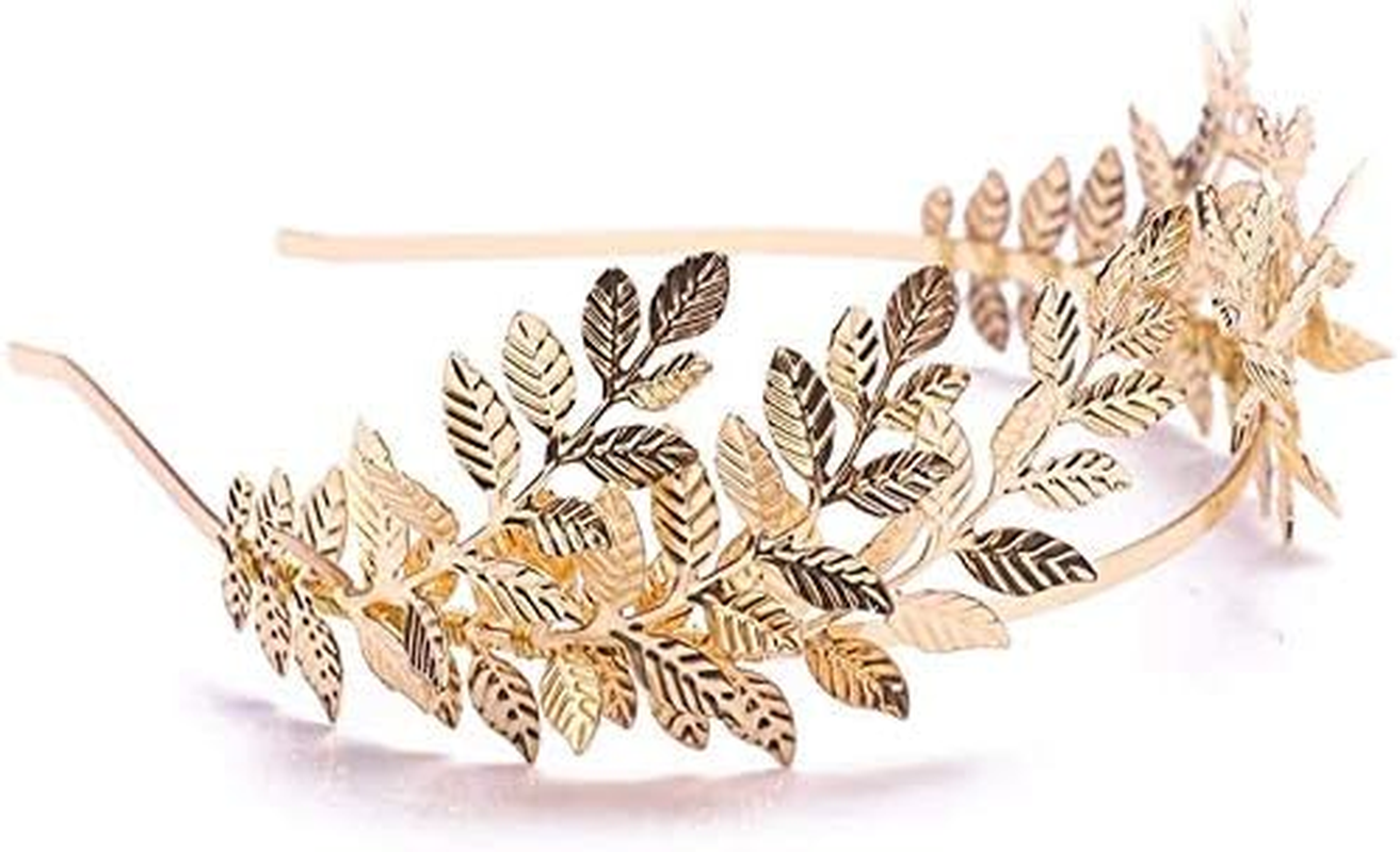 Sither Bridal Gold Leaf Crown Headband Olive Leaves Tiara Headpiece for Wedding Party Prom Halloween Festival Hair Accessoriecs image number 2
