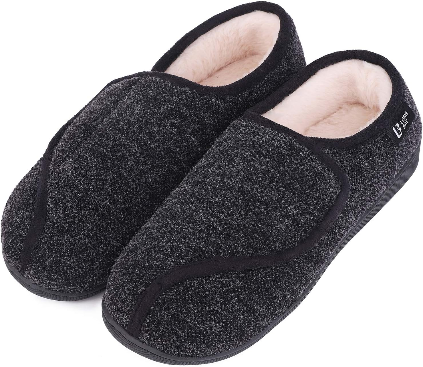 Longbay Women'S Furry Memory Foam Diabetic Slippers Comfy Cozy Arthritis Edema House Shoes