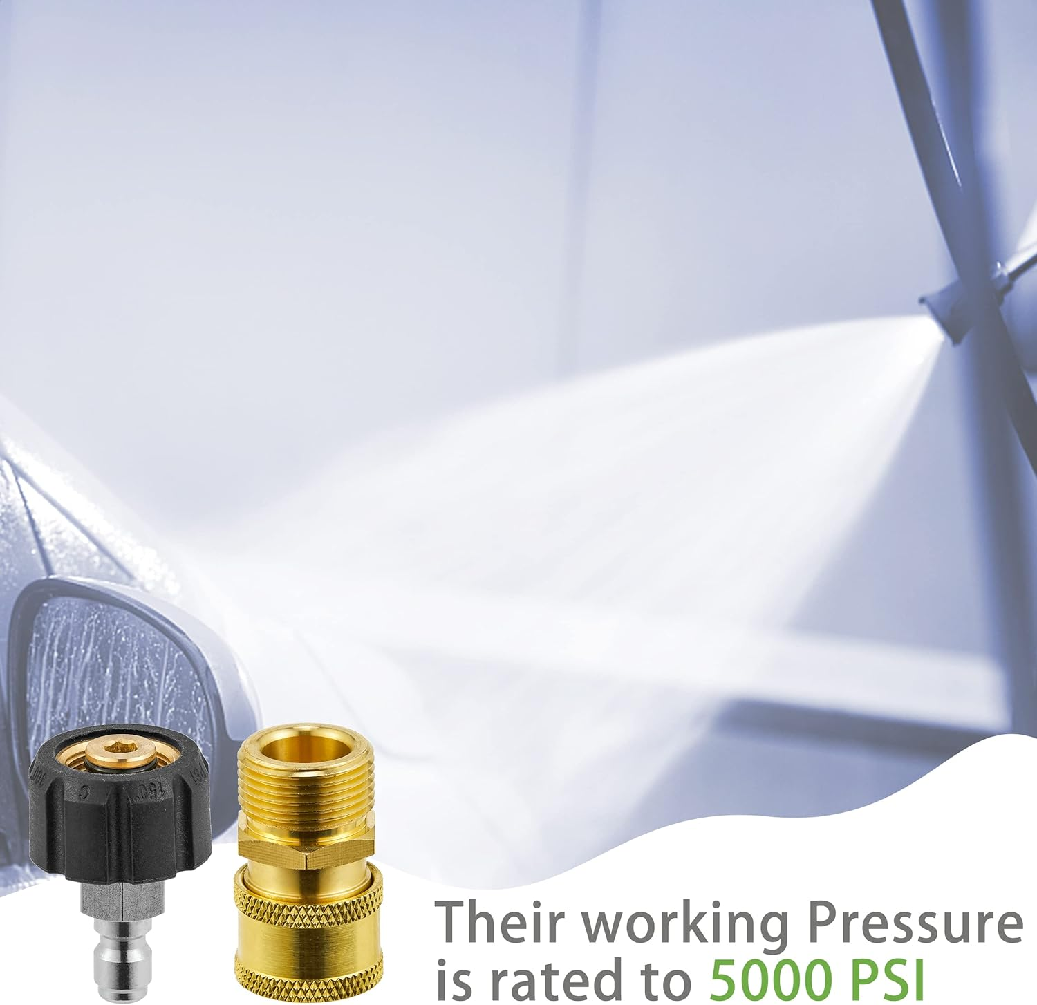 Pressure Washer Adapter Sets, M22 14Mm to 1/4'' Quick Connect Fittings Kits, Quick Connect Gun to Hose (2 X 2, 2 Pack) image number 5