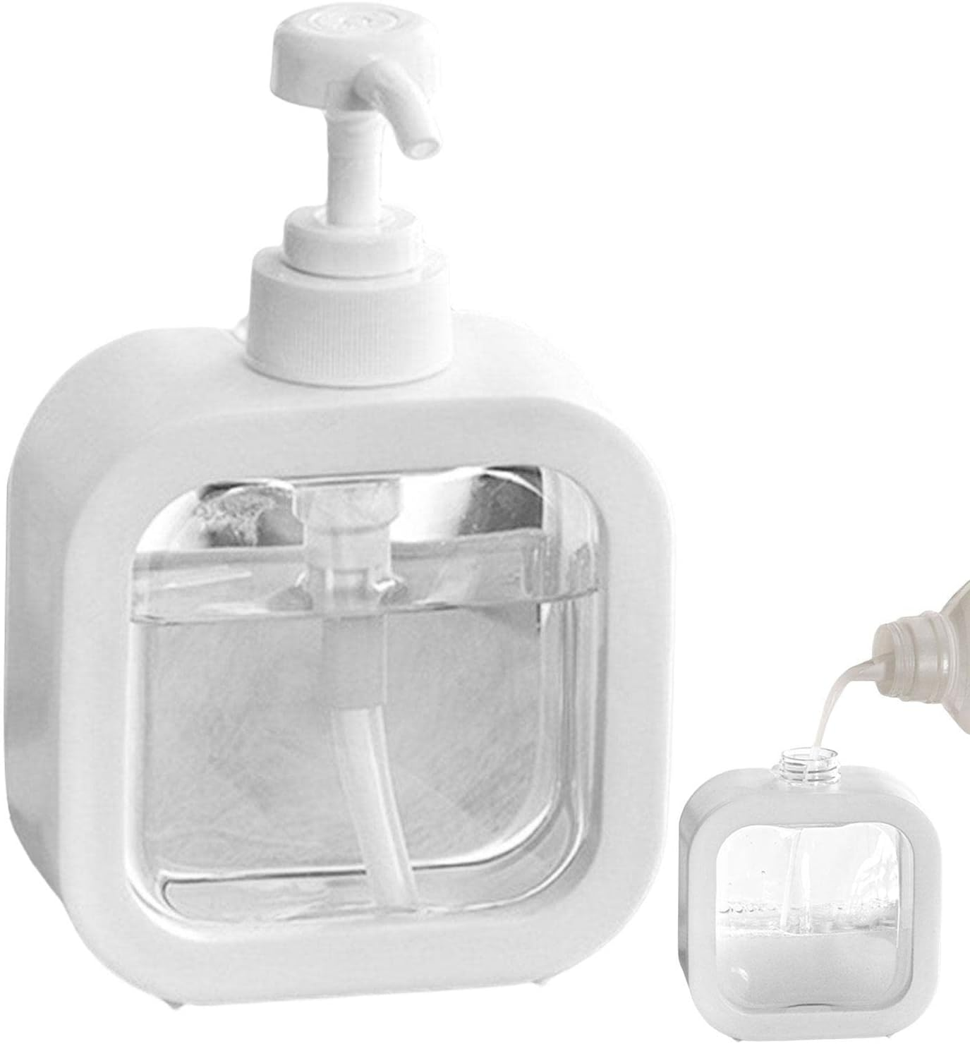 M/B Liquid Soap Dispenser - Clear Square 300Ml/500Ml Pump Dispenser for Kitchen/Bathroom