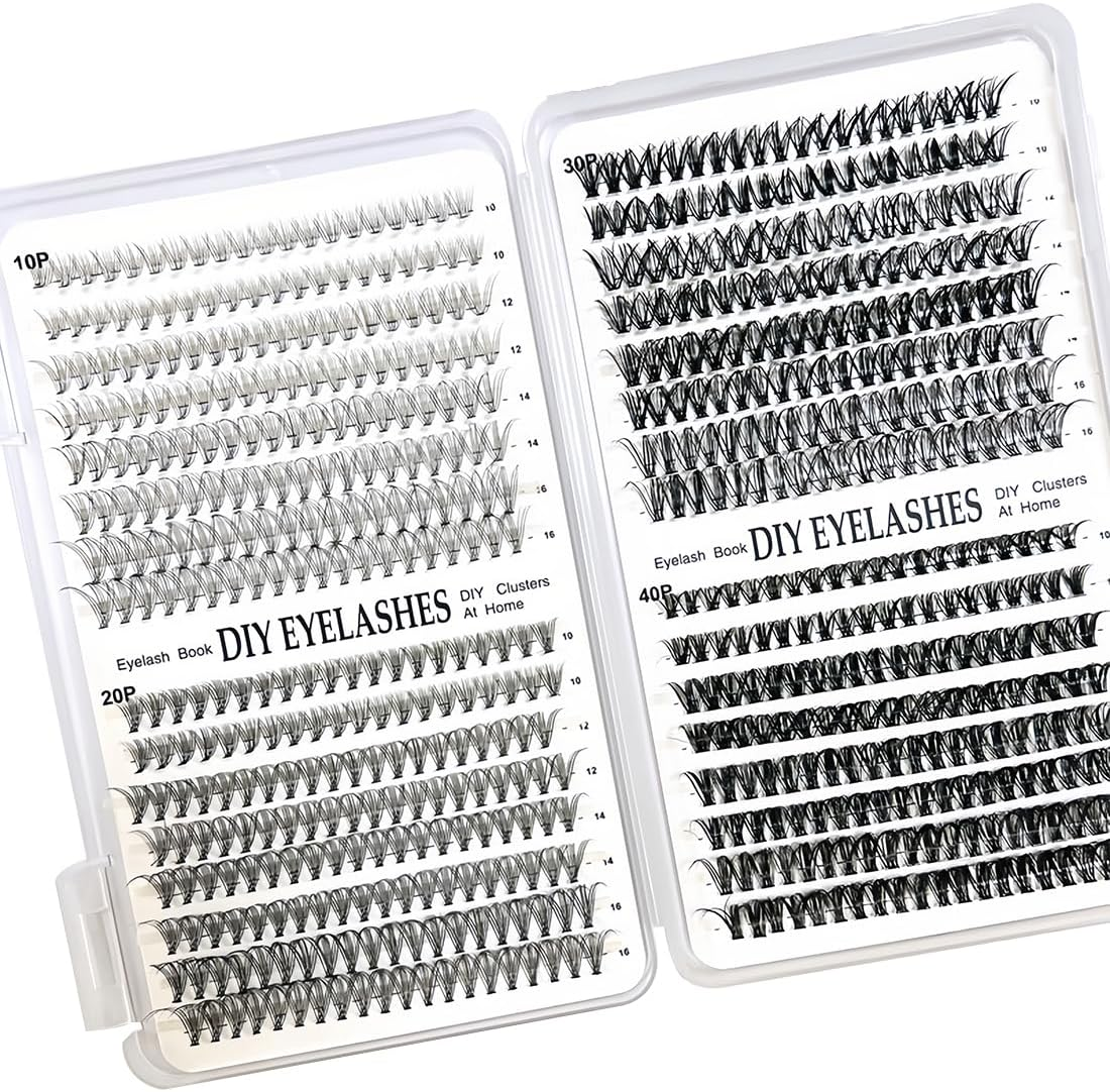 CATOR 640 Piece Eyelash Extensions, Lash Extension Set, Eyelash Extensions Set, Artificial Eyelashes, Natural DIY Eyelash Extension Cluster Eyelashes, Individual Lashes Kit, Mink Eyelashes, Fluffy image number 4