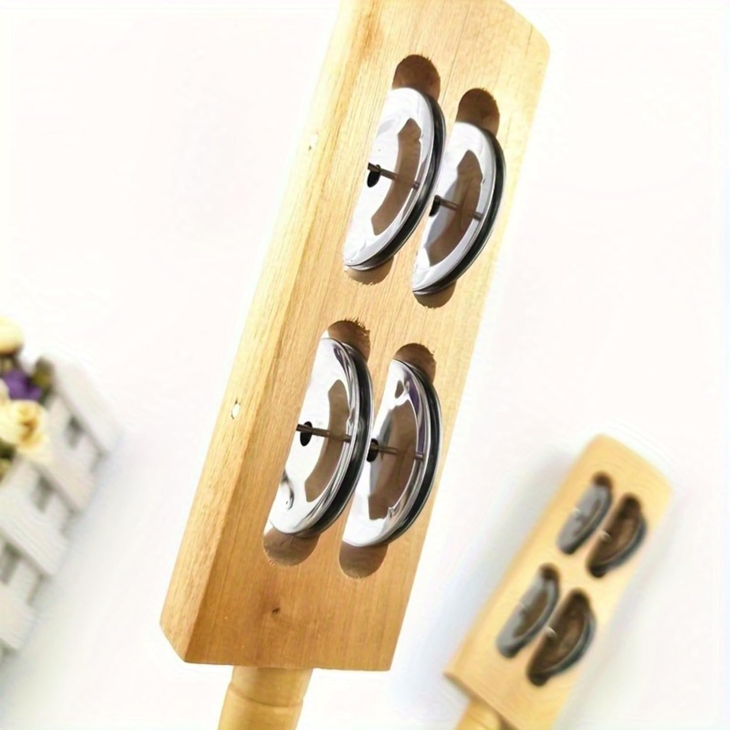 Wooden Sleigh Bells, Eco-Friendly Percussion Instrument for Rhythm Training, Music Creation & Festival Decor, Handcrafted with Sustainable Wood, Ideal for Musicians, Events&Sound Therapy (2Bell+4Bell) image number 4
